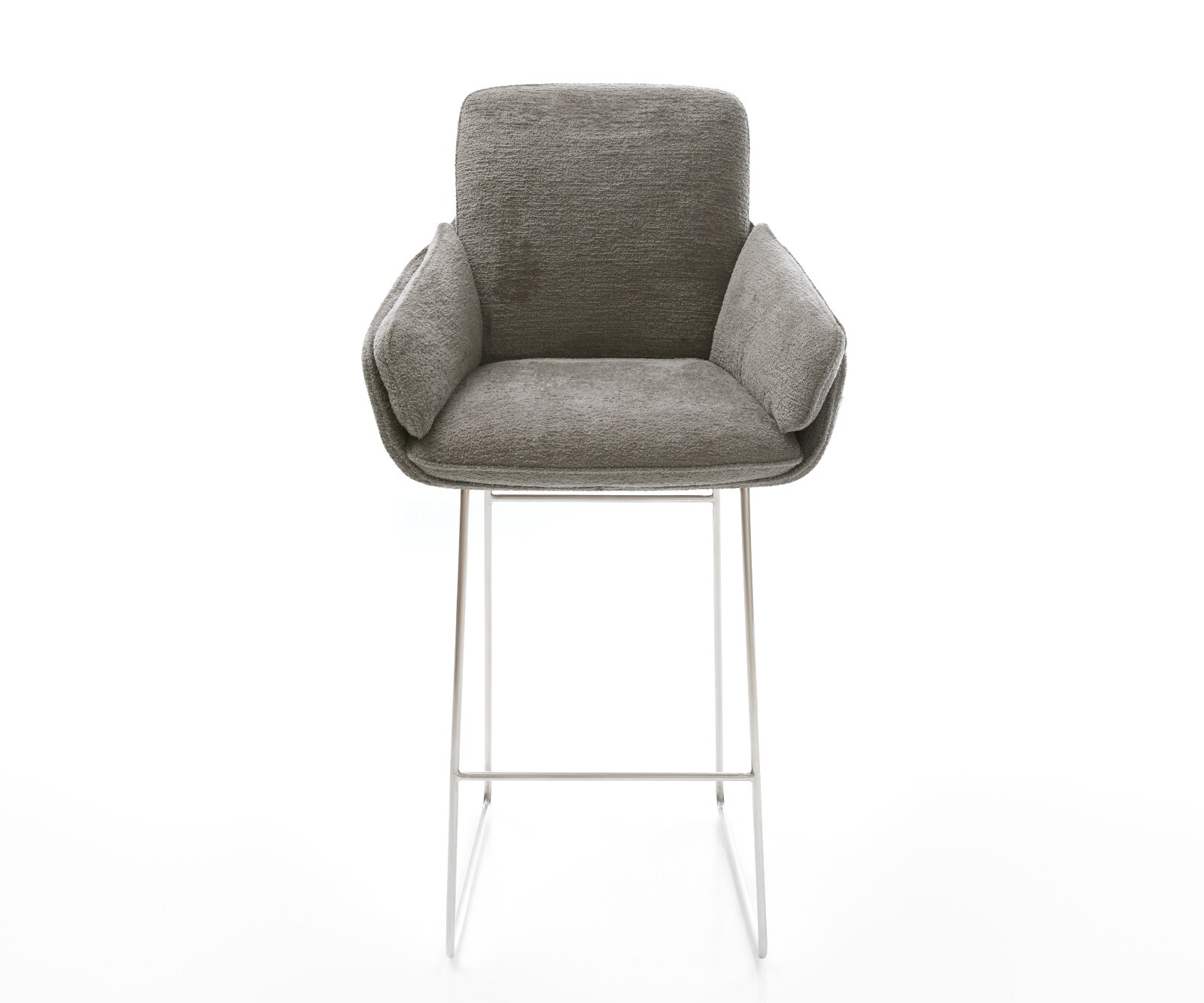 Chaise-de-bar Luan-Flex Bouclé doux Boue Pied trapèze acier inoxydable Argent 2