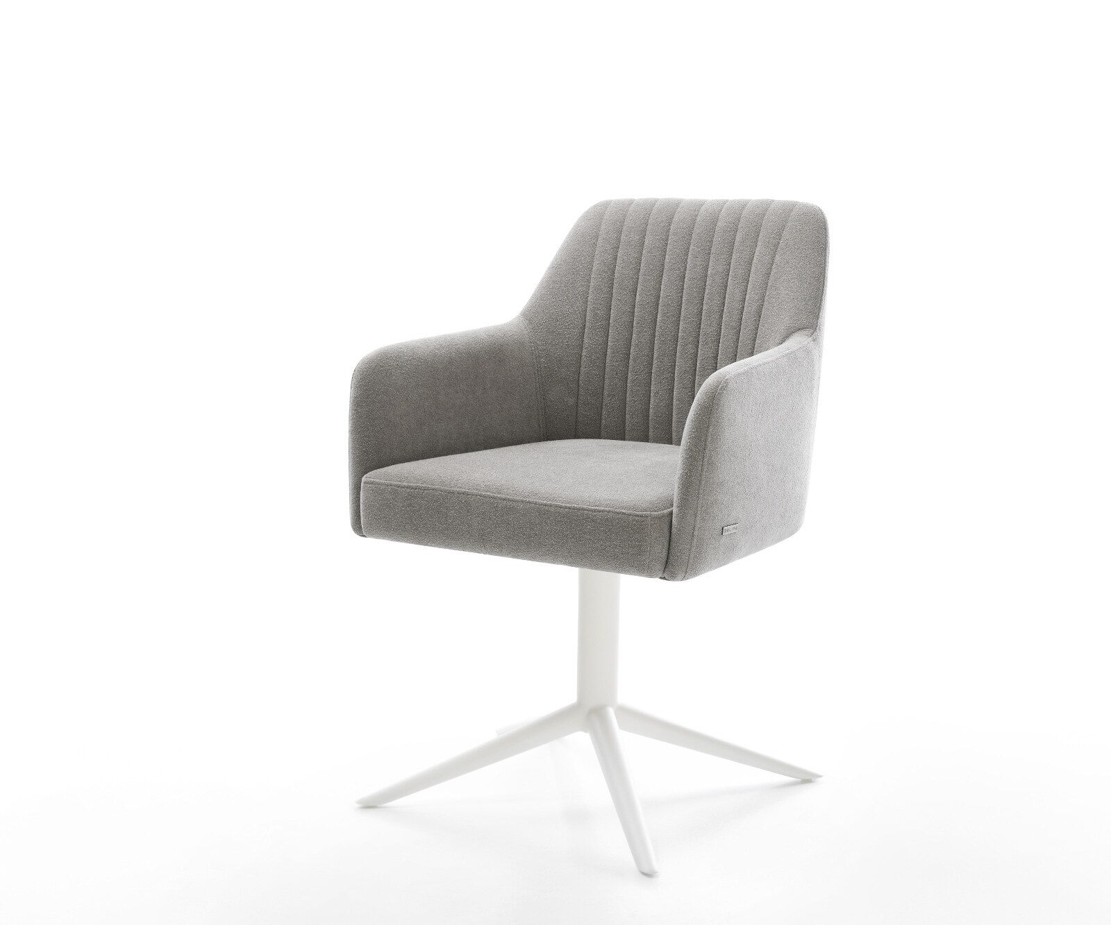 Chaise-pivotante Greg-Flex tissu structuré doux gris pied de chaise 4 branches blanc pivotement sur 360° fonction bascule resorts ensachés