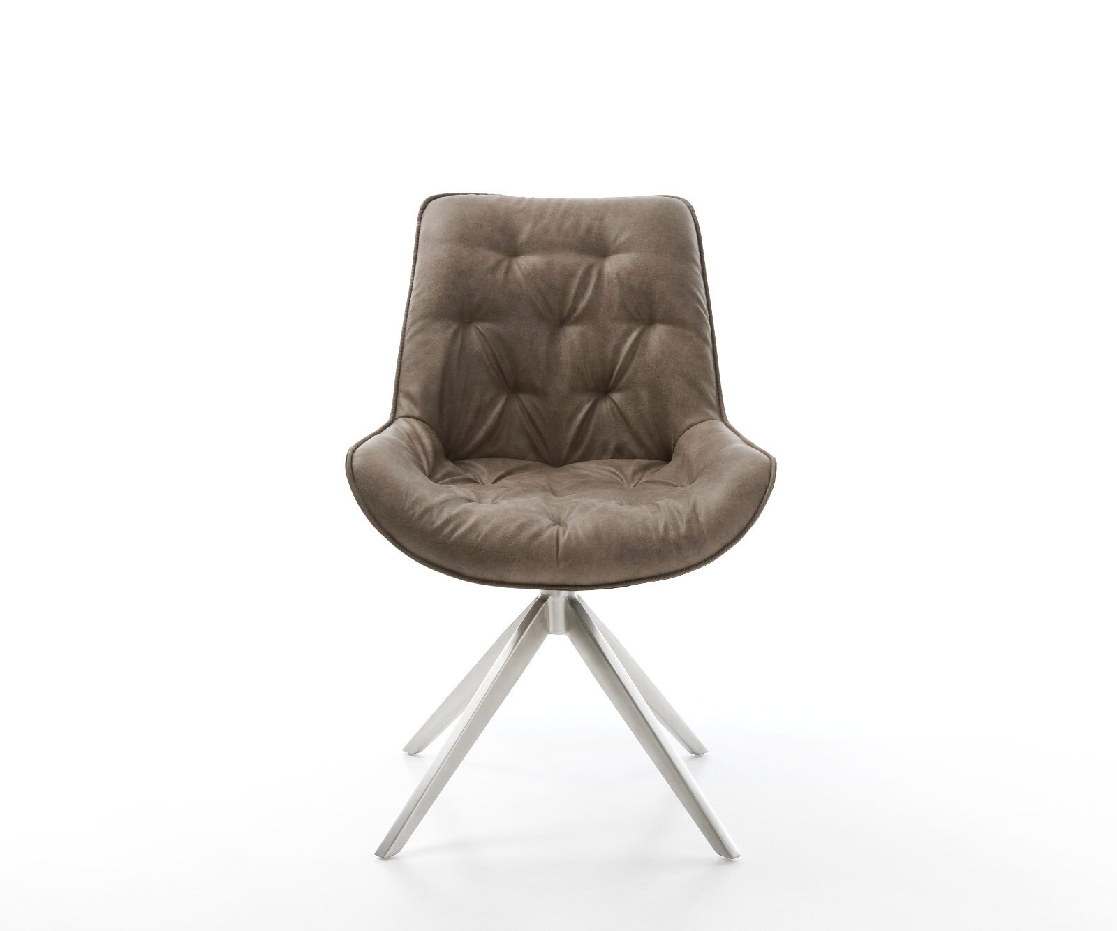 Drehstuhl Taimi-Flex Mikrofaser Taupe Vintage Kreuzgestell breit Edelstahl 360° drehbar Wippfunktion 1