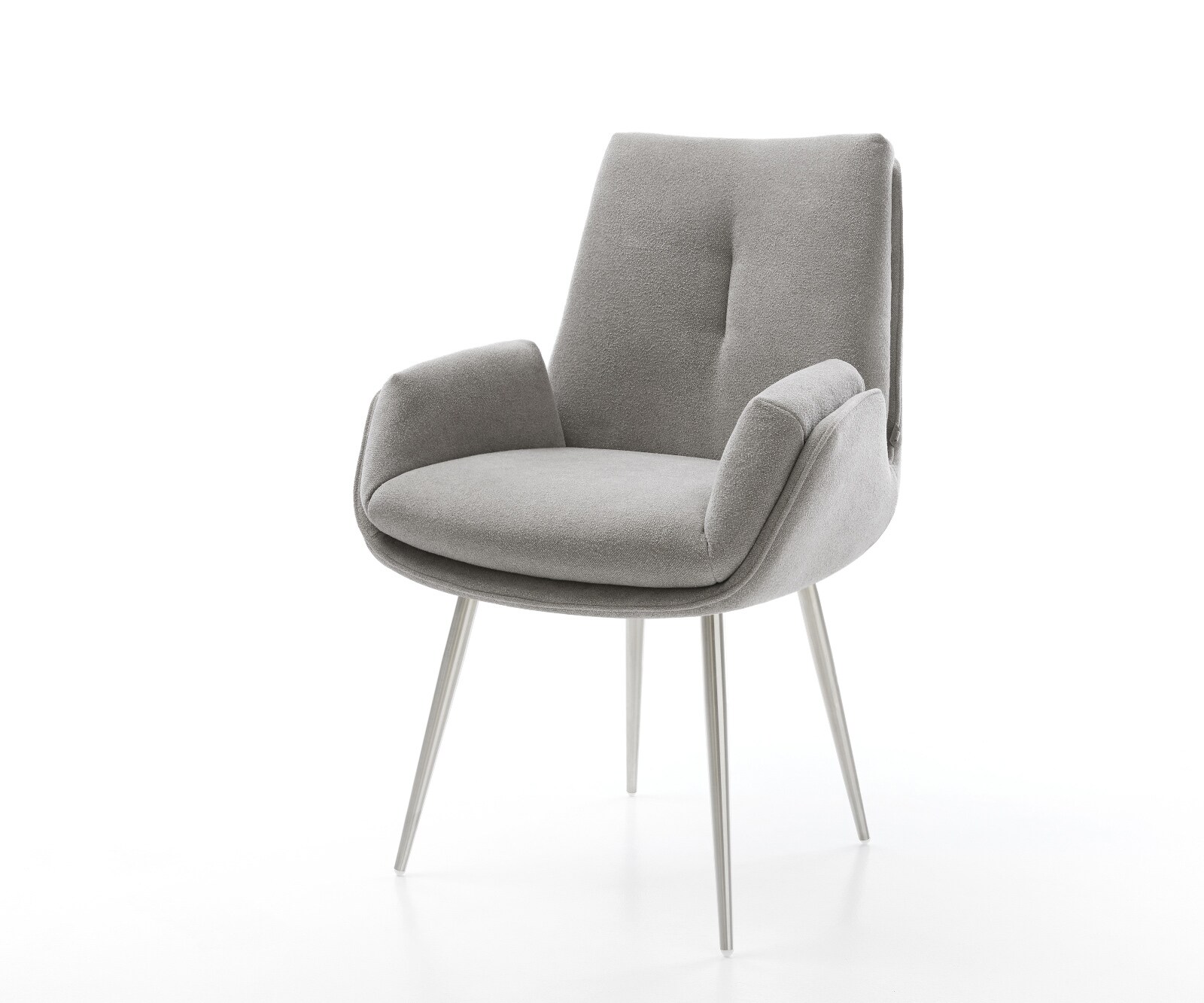 Esszimmerstuhl Clea-Flex Strukturstoff Soft Grau 4-Fuß konisch Edelstahl 1