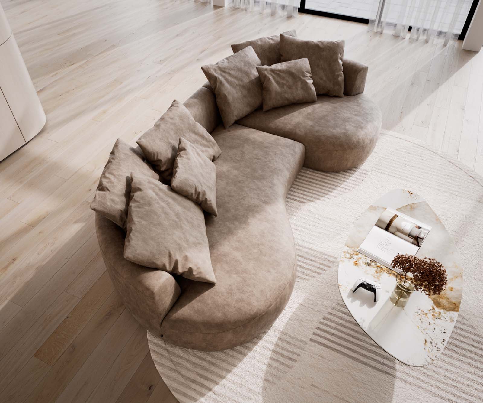 Canapé Edina 330x170 cm microfibre taupe vintage 3