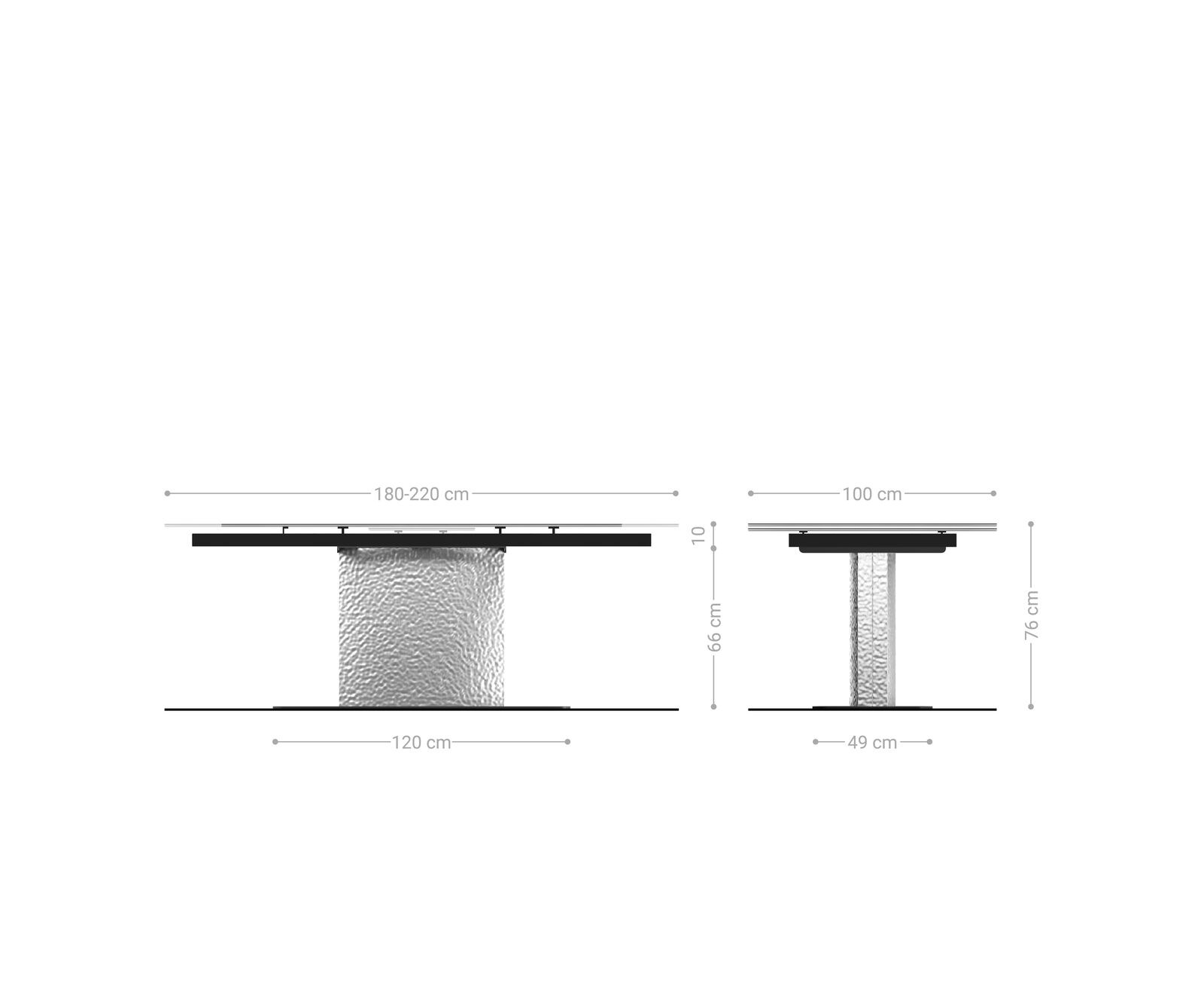 Table à manger Edge 180-220x100 céramique Calacatta Luxe blanc-doré-gris Wave acier inoxydable extensible 9