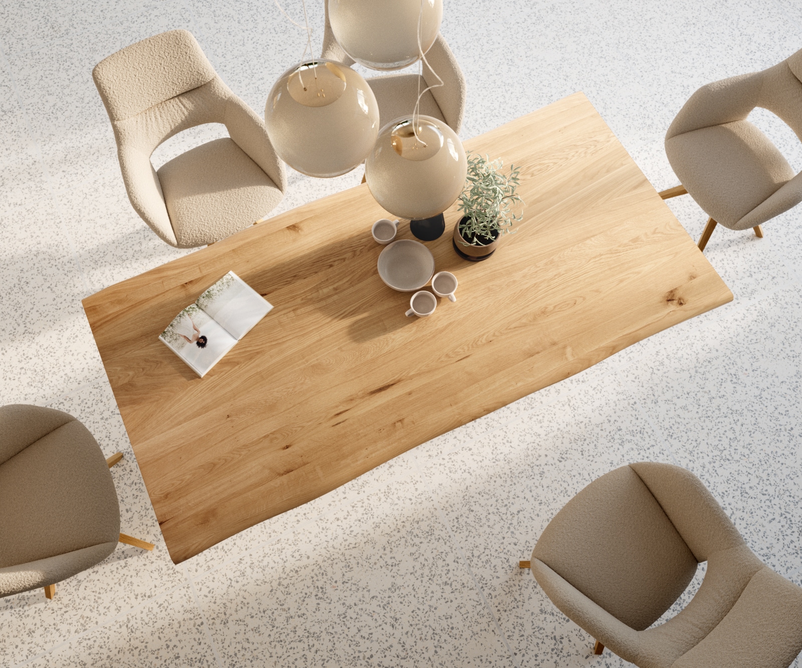 Esstisch Edge 200x100x2,5-3 Eiche Natur Edelstahl Schräg Live-Edge 5 Esstisch Edge 200x100x2,5-3 Eiche Natur Edelstahl Schräg Live-Edge 5