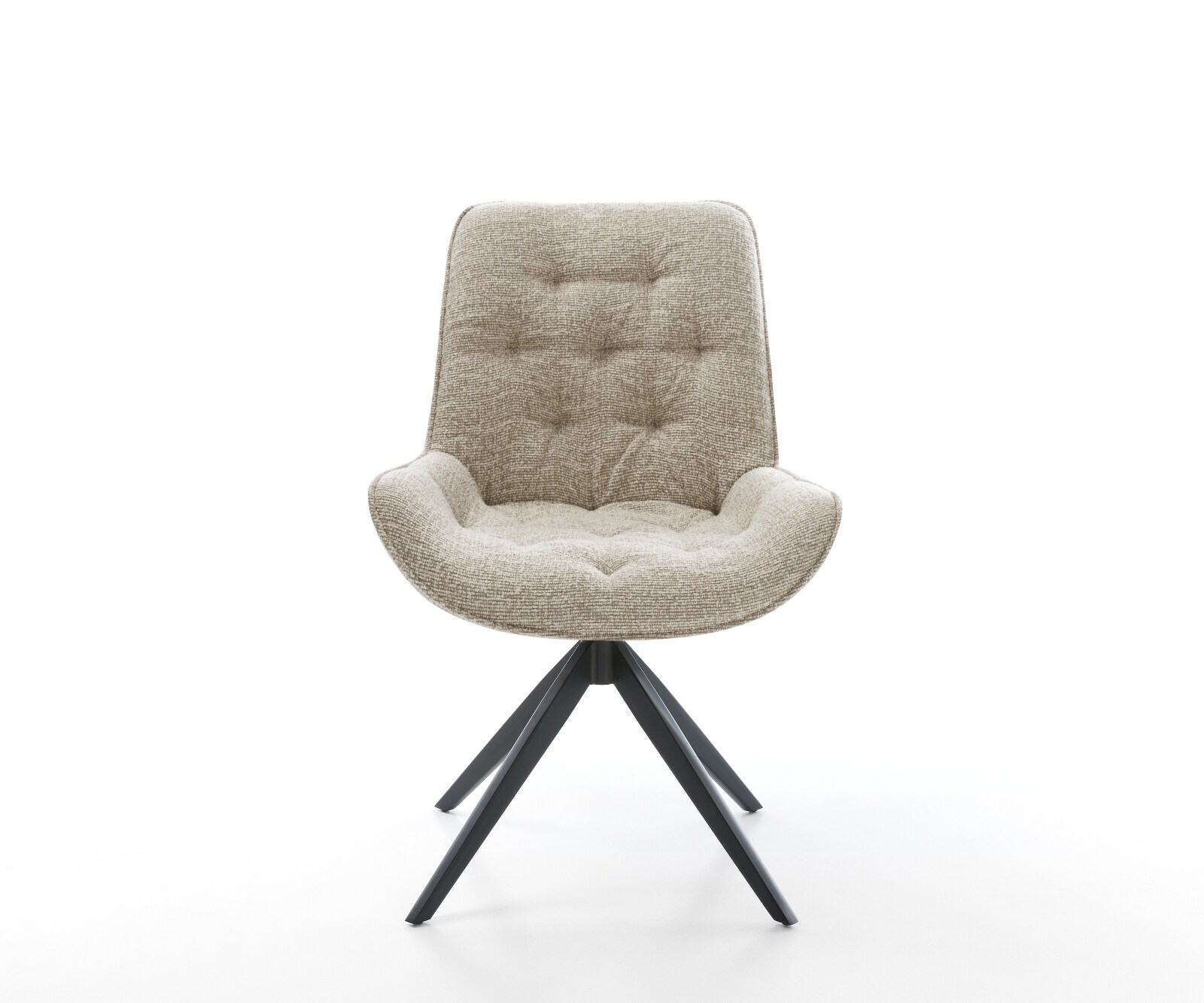 Chaise-pivotante Taimi-Flex tissu tissé doux beige pied croisé large noir pivotement sur 360° fonction bascule 2