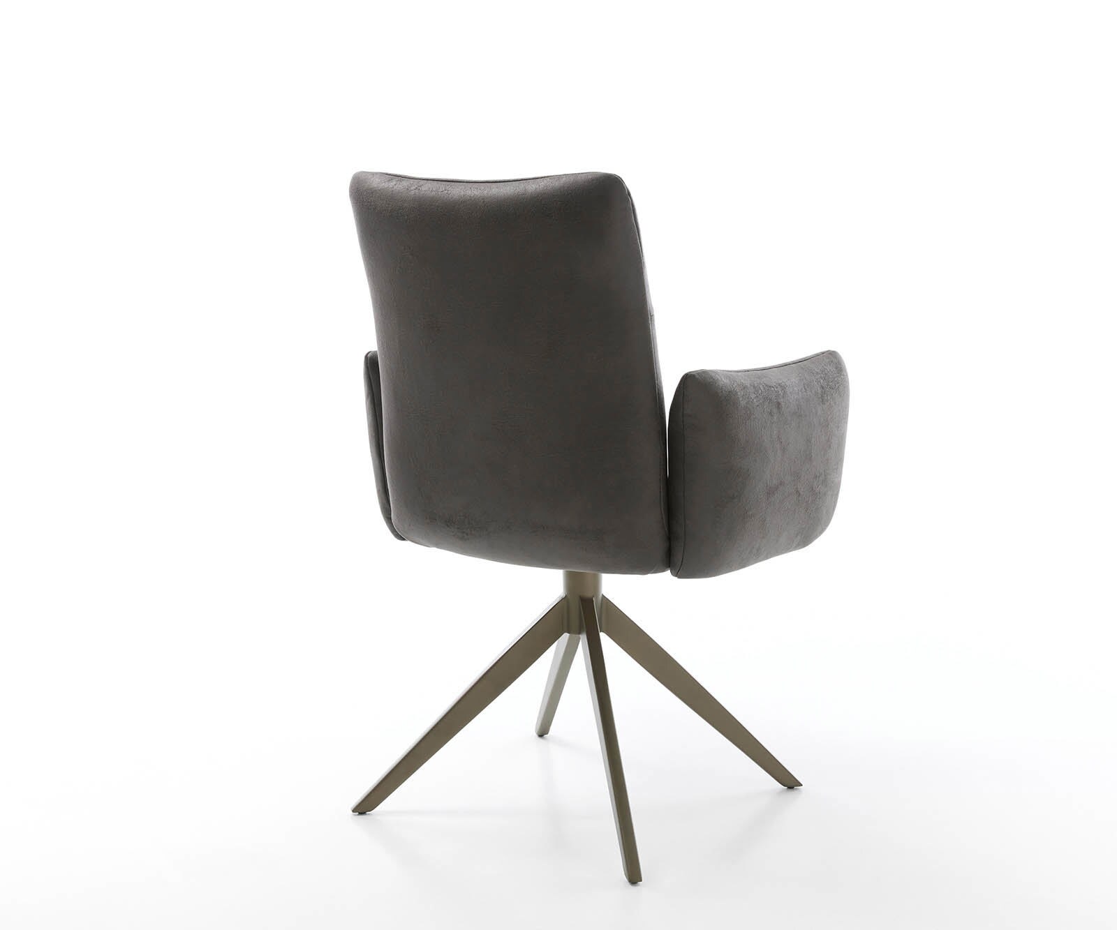 Drehstuhl Jova-Flex mit Armlehnen Mikrofaser Anthrazit Vintage Kreuzgestell breit Effektfinish Titan 360° drehbar Taschenfederkern 4