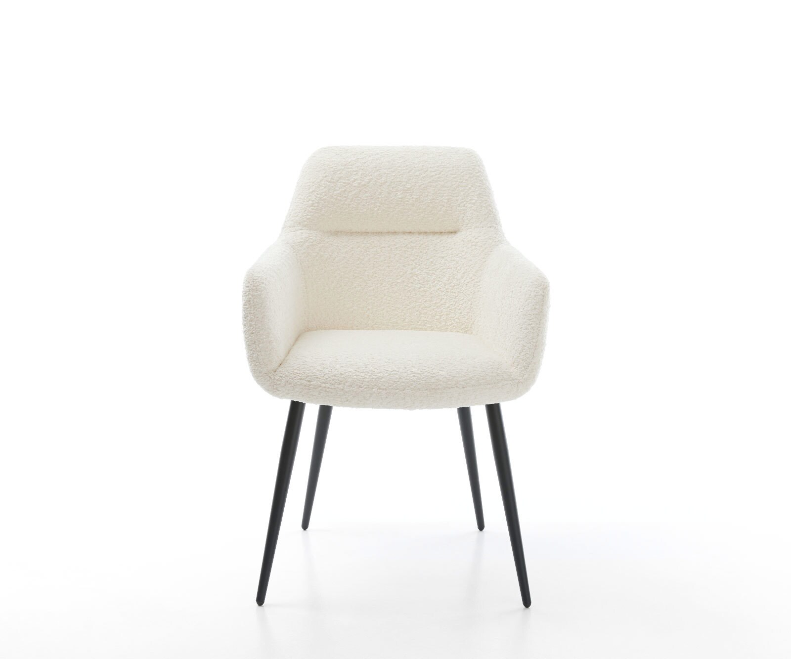 Chaise-de-salle-à-manger Pejo-Flex bouclé blanc 4 pieds coniques noir ressorts ensachés 1