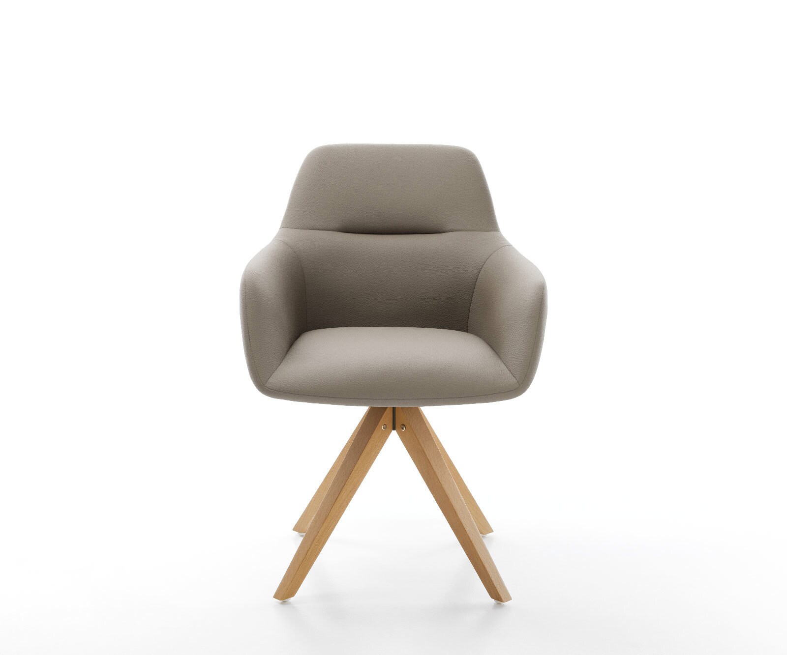 Chaise-de-salle-à-manger Pejo-Flex cuir de vache couleur boue pied en bois angulaire naturel ressorts ensachés 1