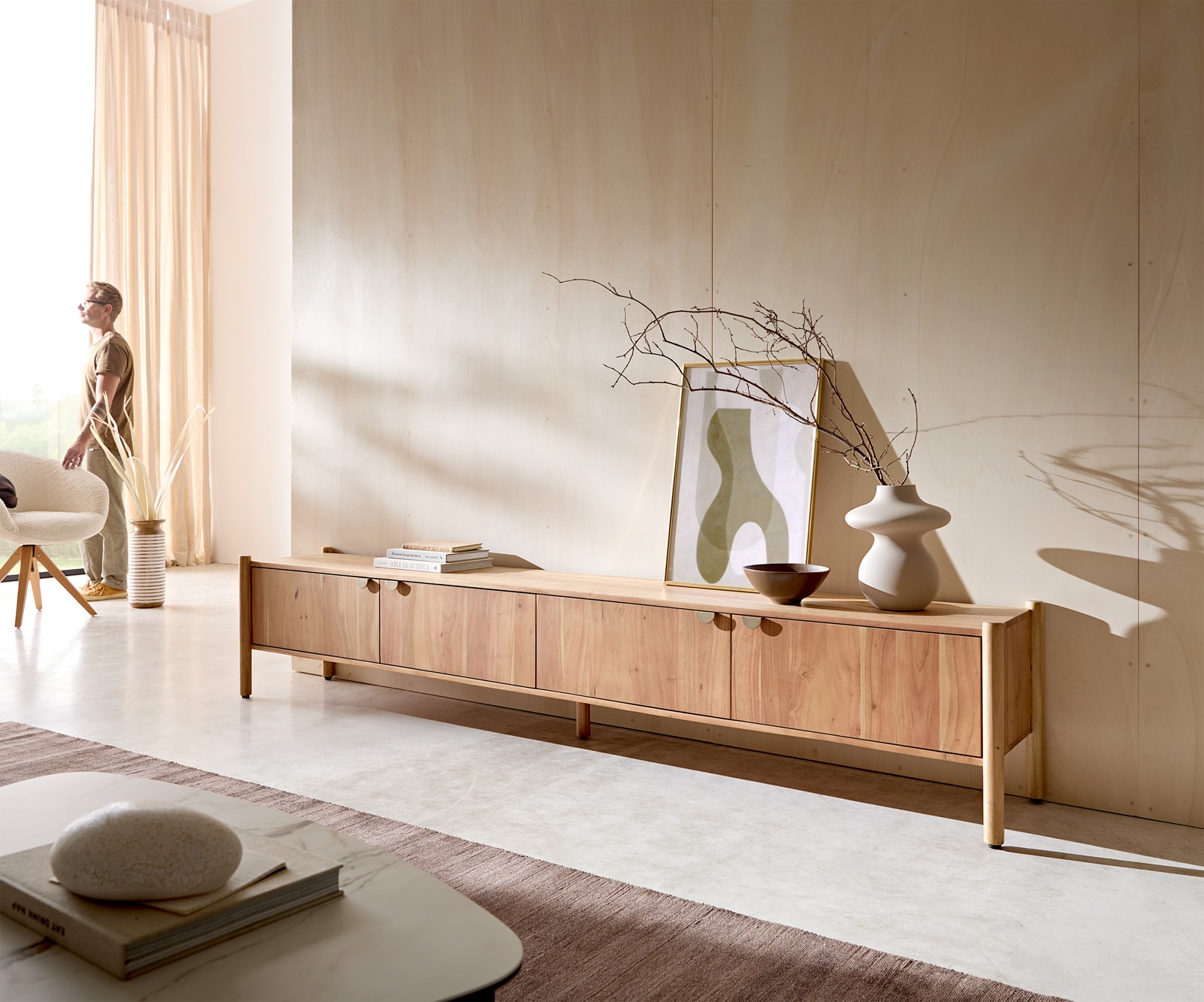 Lowboard Caius 240 cm Akazie Aura 4 Türen Lowboard Caius 240 cm Akazie Aura 4 Türen