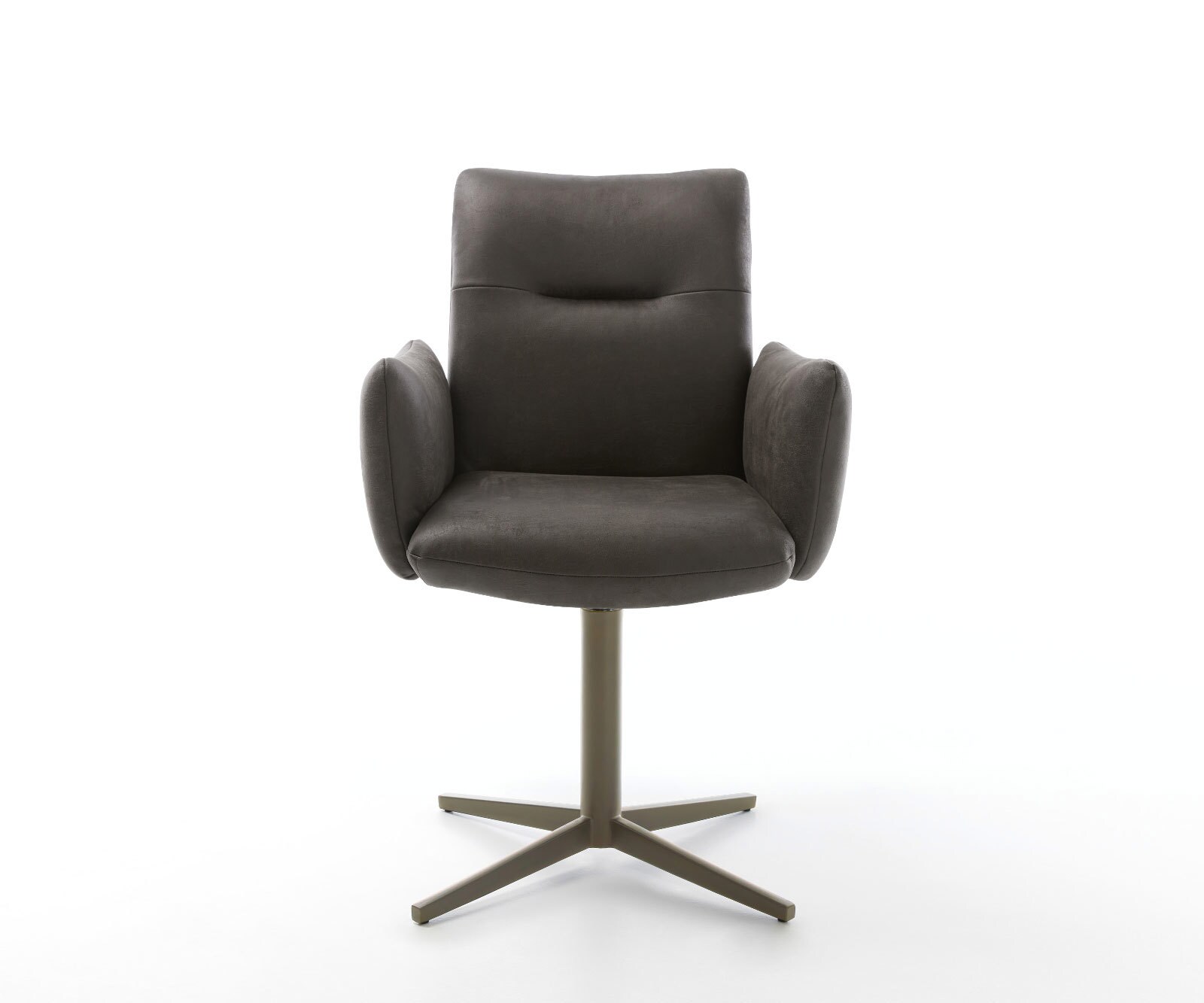 Drehstuhl Jova-Flex mit Armlehnen Mikrofaser Anthrazit Vintage Fußkreuz Effektfinish Titan 360° drehbar Taschenfederkern 1