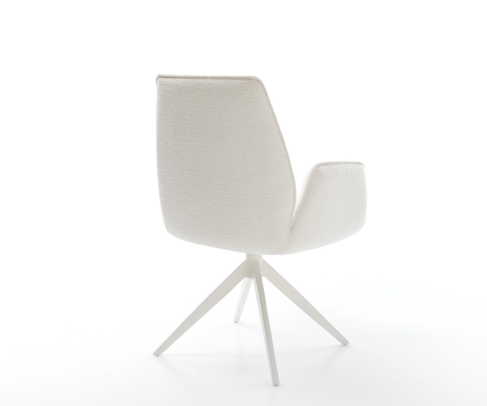 Drehstuhl Zoa-Flex Bouclé Soft Beige Kreuzgestell breit Weiß 360° drehbar Wippfunktion Taschenfederkern 5