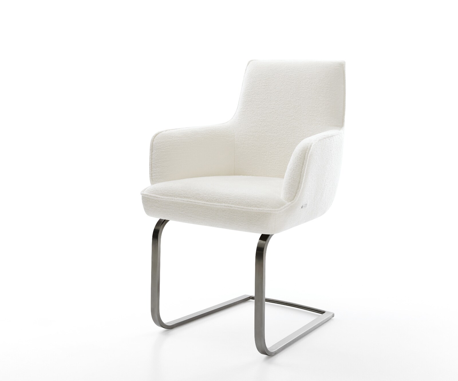 Freischwinger Heira-Flex mit Armlehnen Bouclé Soft Beige Freischwinger flach Graphit Taschenfederkern