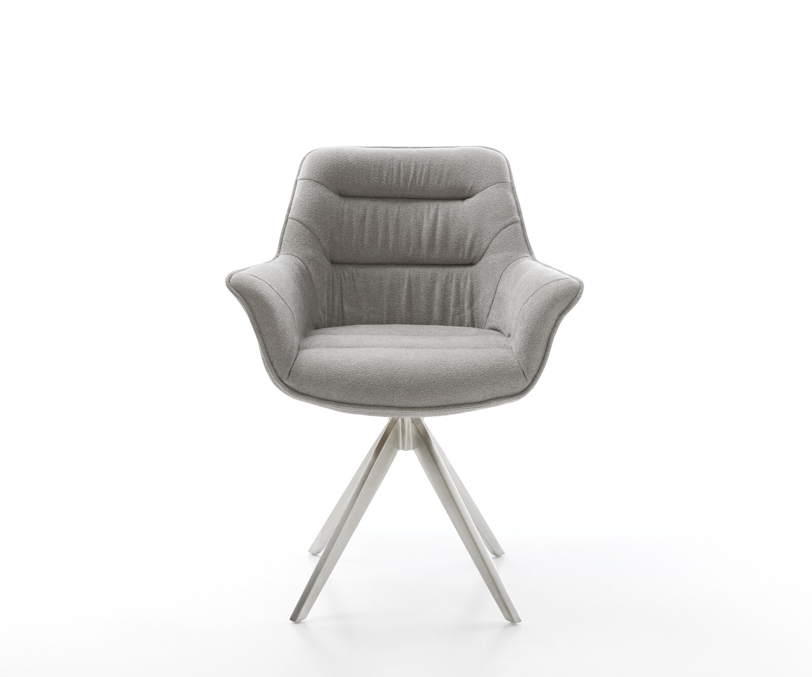 Drehstuhl Kaira-Flex Strukturstoff Soft Grau Kreuzgestell kantig Edelstahl 180° drehbar 2
