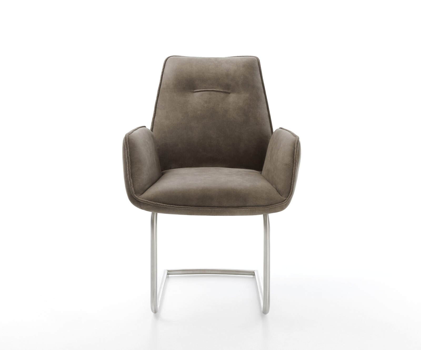 Cantilever Zoa-Flex microvelours taupe vintage pied cantilever rond acier inoxydable brossé ressorts ensachés 2