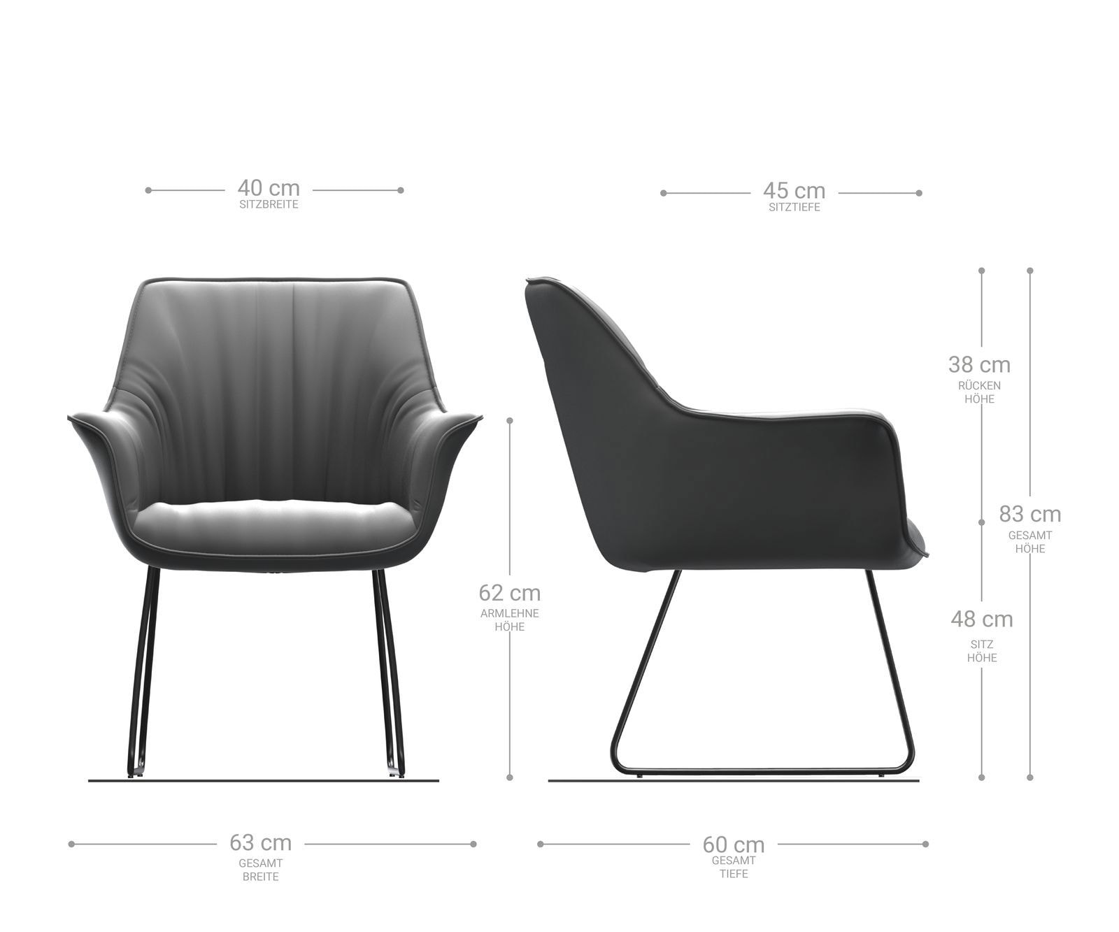 Esszimmerstuhl Keila-Flex mit Armlehnen Mikrofaser Anthrazit Vintage Kufengestell Edelstahl 1 Esszimmerstuhl Keila-Flex mit Armlehnen Mikrofaser Anthrazit Vintage Kufengestell Edelstahl 1