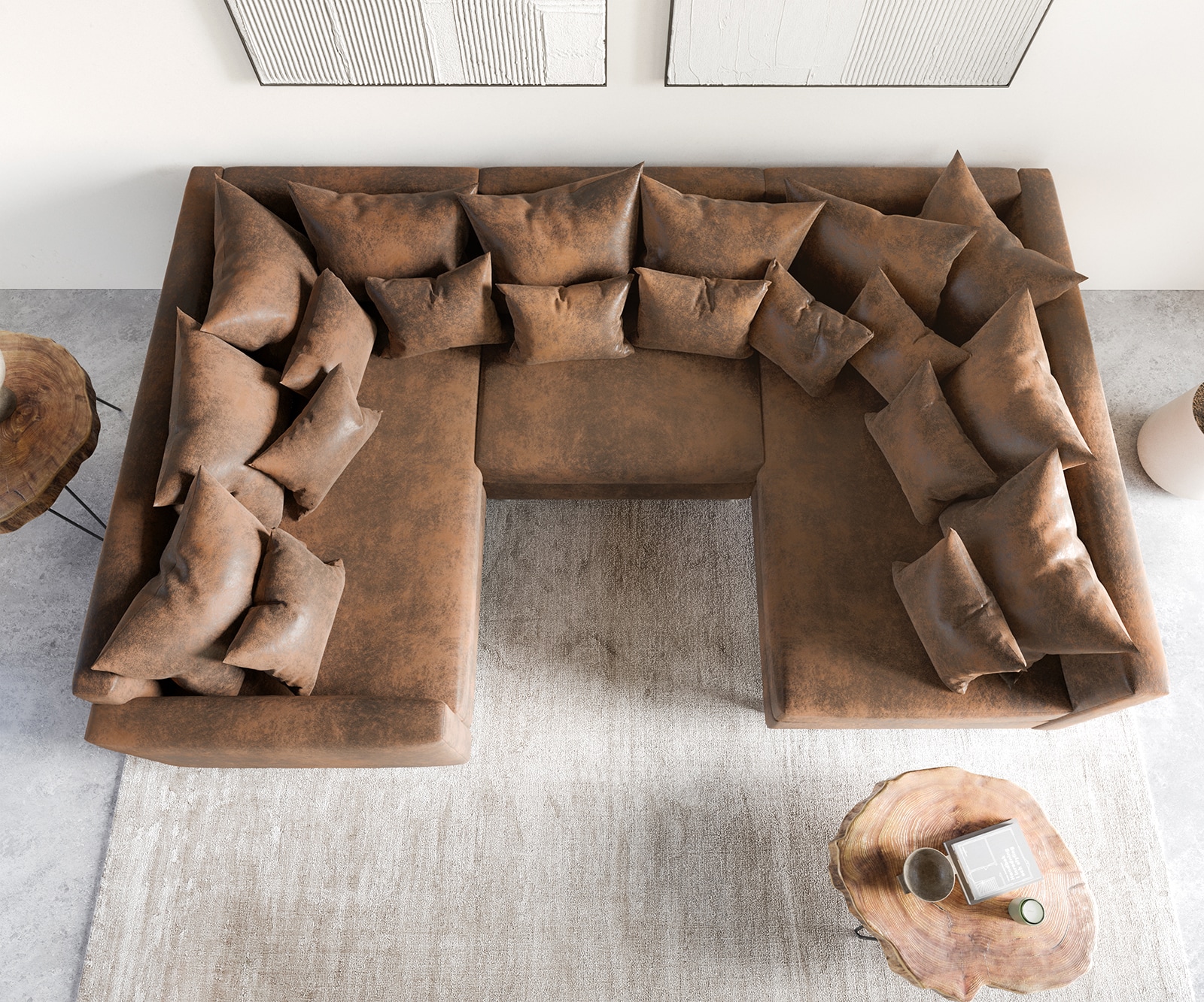 Wohnlandschaft Clovis Braun Antik Optik modular Armlehne  5 Wohnlandschaft Clovis Braun Antik Optik modular Armlehne  5