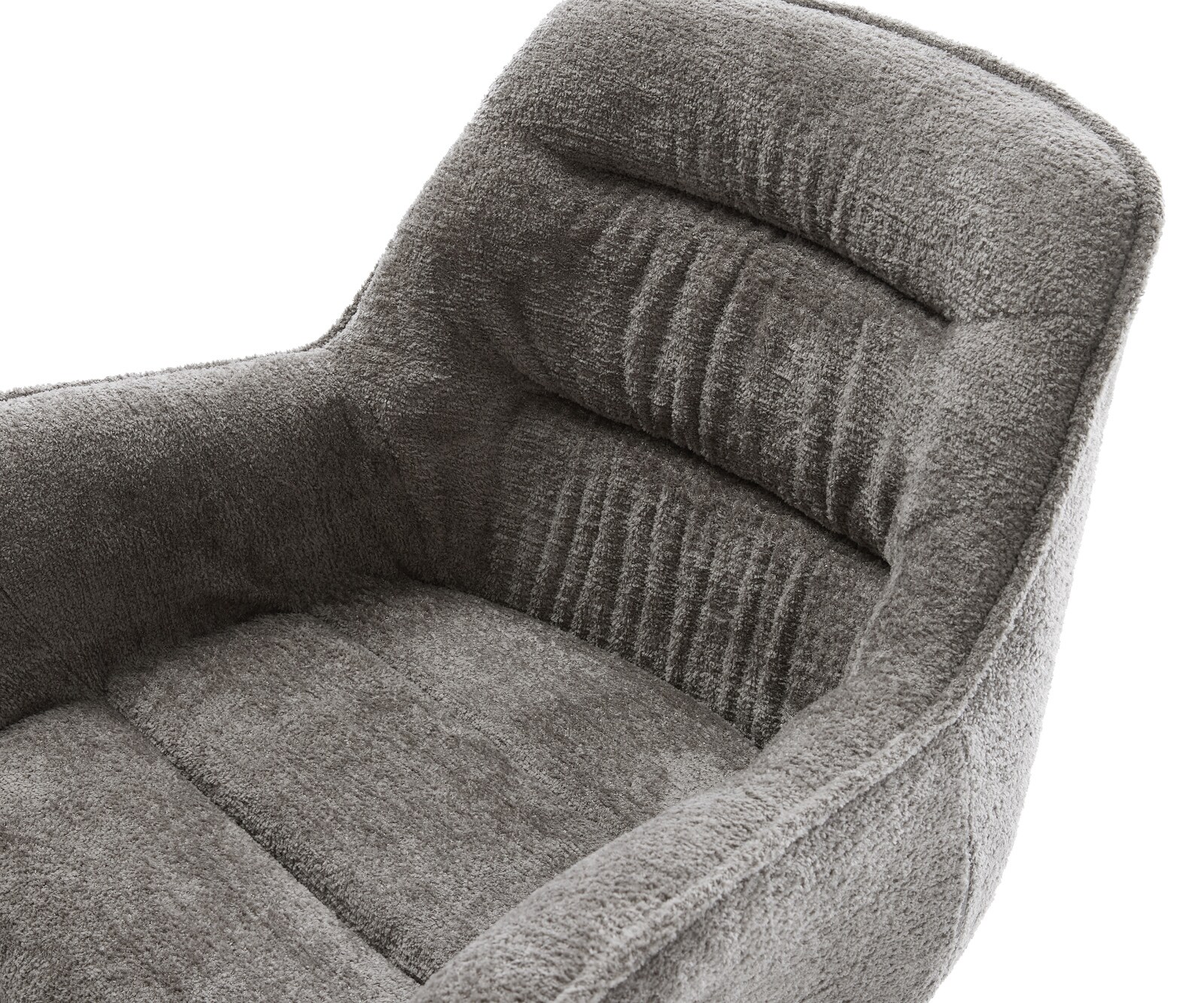 Chaise-de-salle-à-manger Kaira-Flex bouclé doux couleur boue 4 pieds coniques acier inoxydable 4