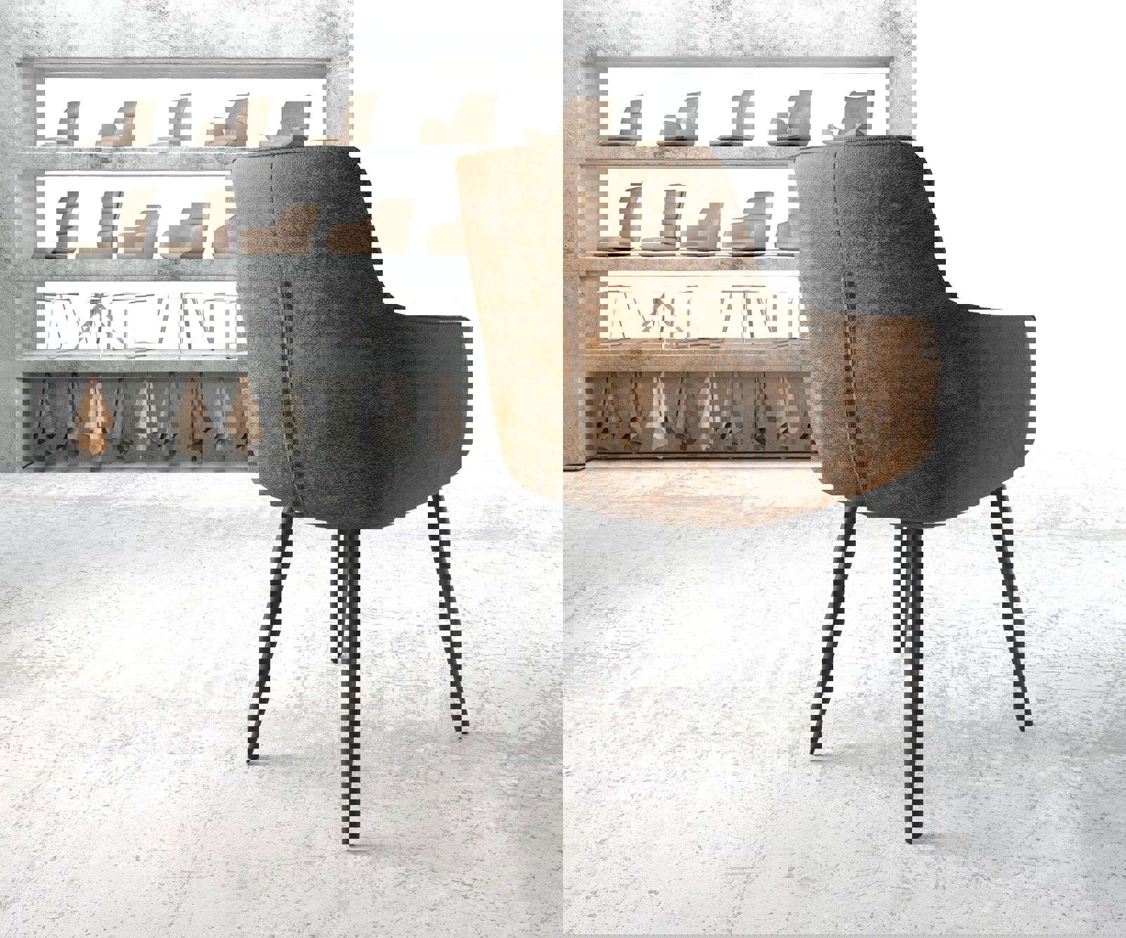 Fauteuil Pejo-Flex brun antique 4-pieds conique noir 4