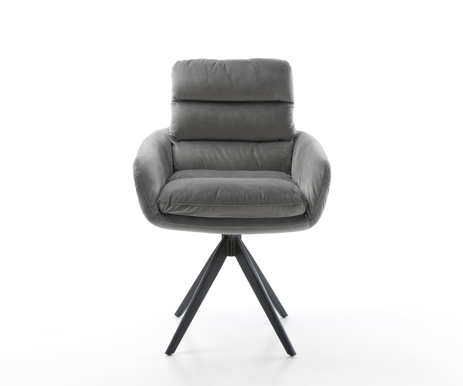 Esszimmerstuhl Abelia-Flex mit Armlehnen Samt Grau Kreuzgestell kantig Schwarz 1 Esszimmerstuhl Abelia-Flex mit Armlehnen Samt Grau Kreuzgestell kantig Schwarz 1