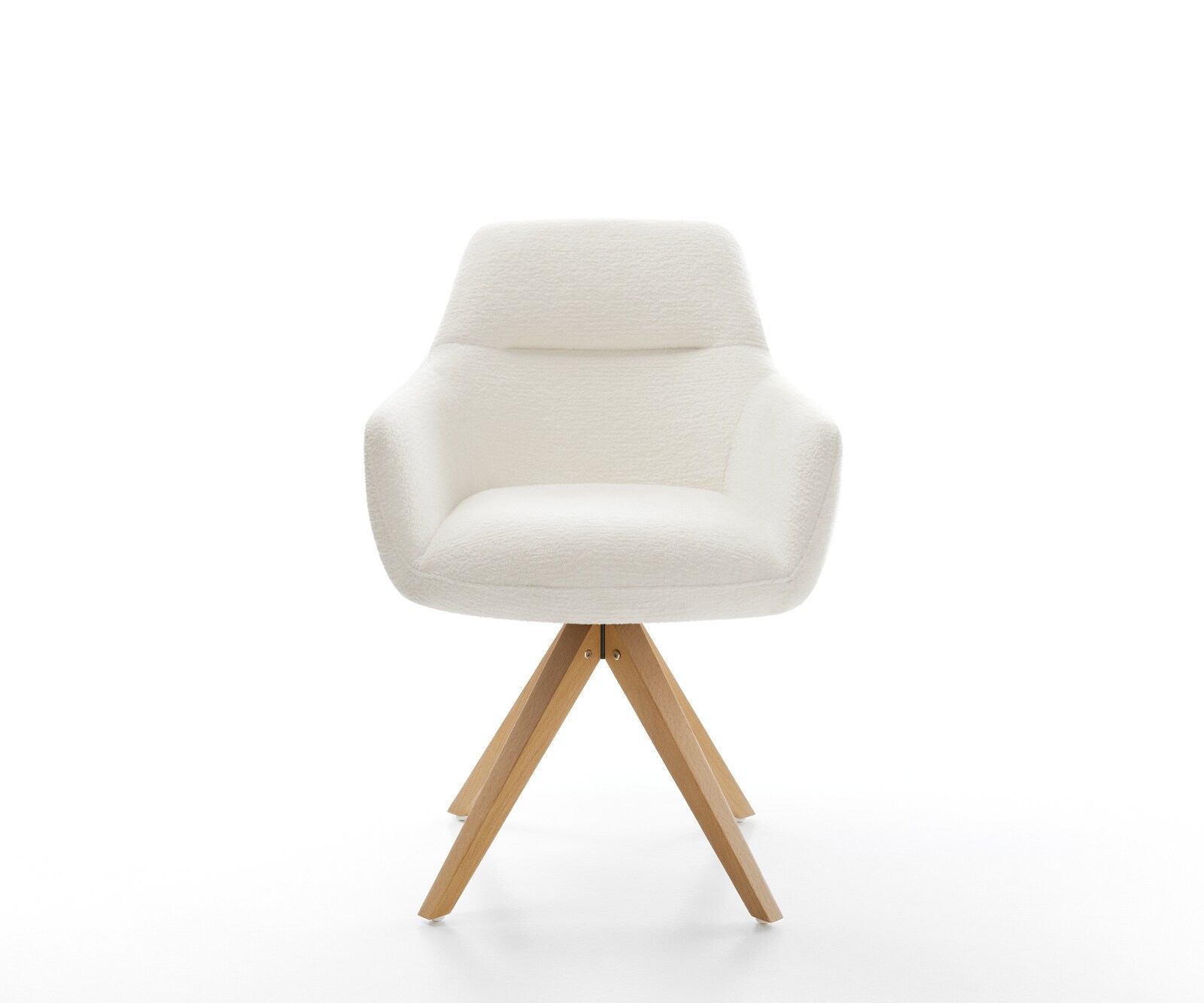 Drehstuhl Pejo-Flex Bouclé Soft Beige Holzgestell kantig Natur 180° drehbar Taschenfederkern 2