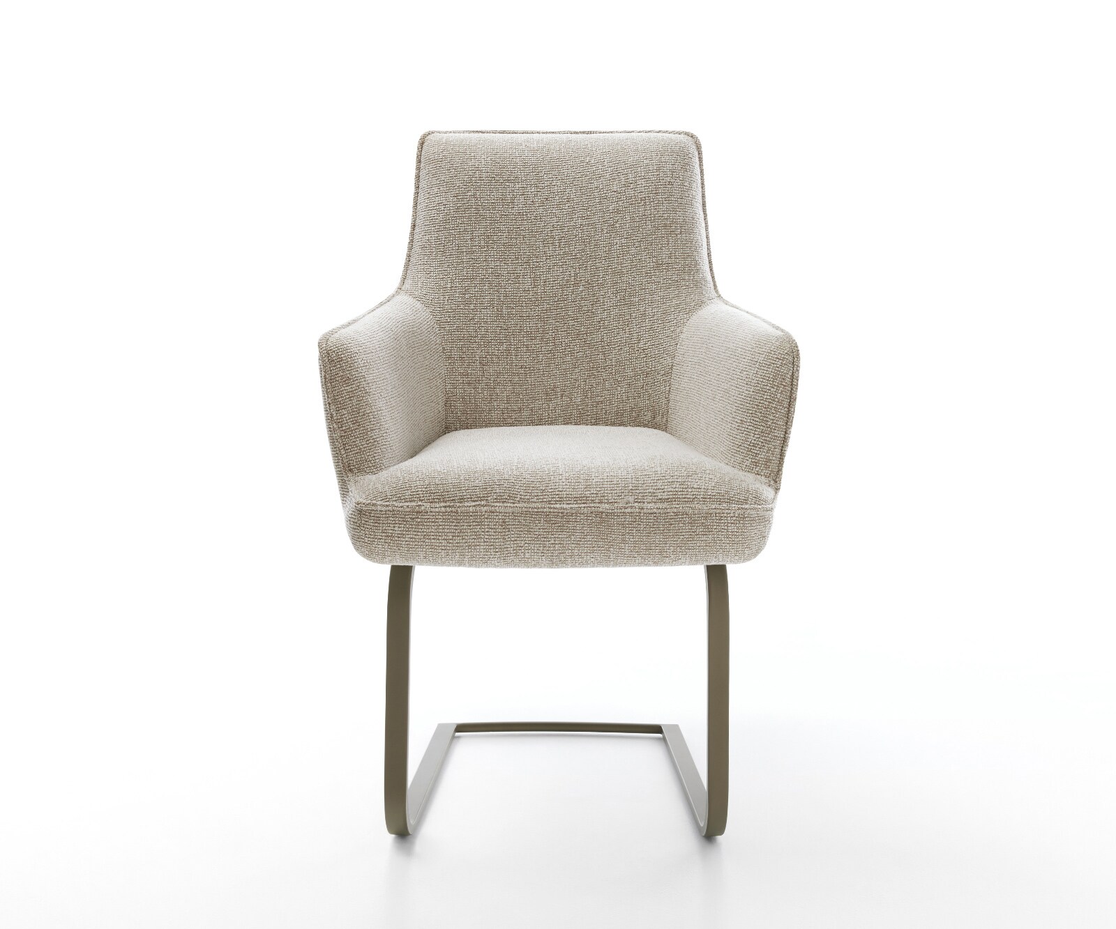 Freischwinger Heira-Flex mit Armlehnen Webstoff Soft Beige Freischwinger flach Effektfinish Titan Taschenfederkern 1