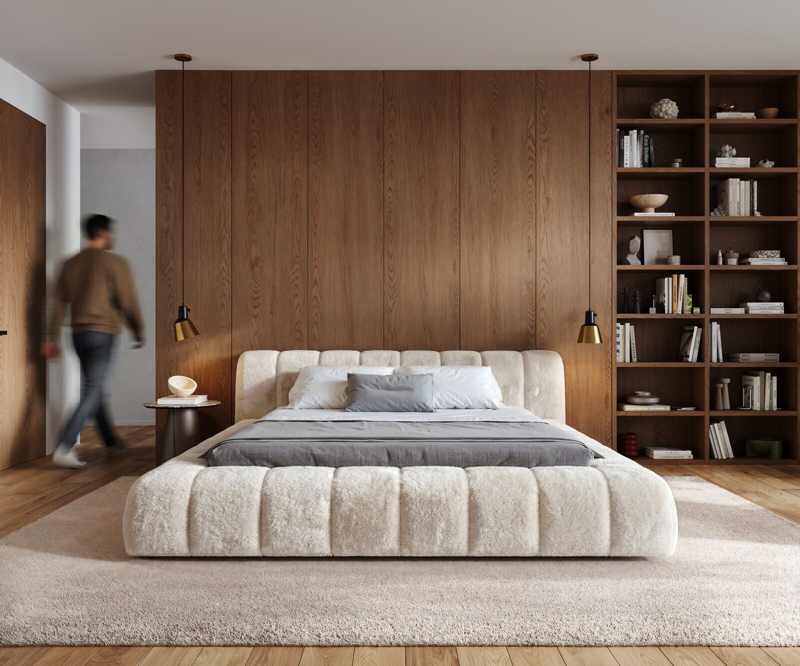 Polsterbettgestell Cutio 180x200 cm Plüsch Creme-Weiß 1