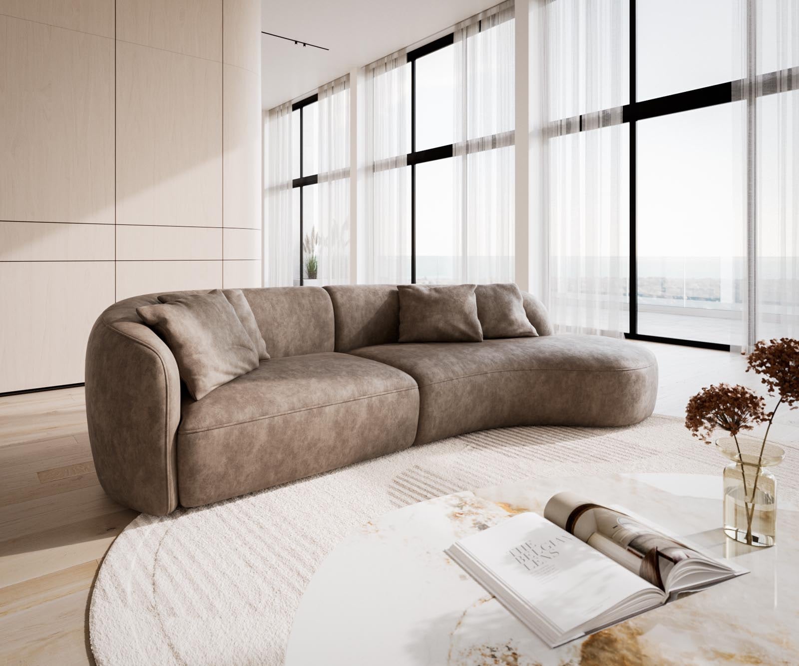 Sofa Mairi 330x160 cm Mikrofaser Taupe Vintage 1 Sofa Mairi 330x160 cm Mikrofaser Taupe Vintage 1