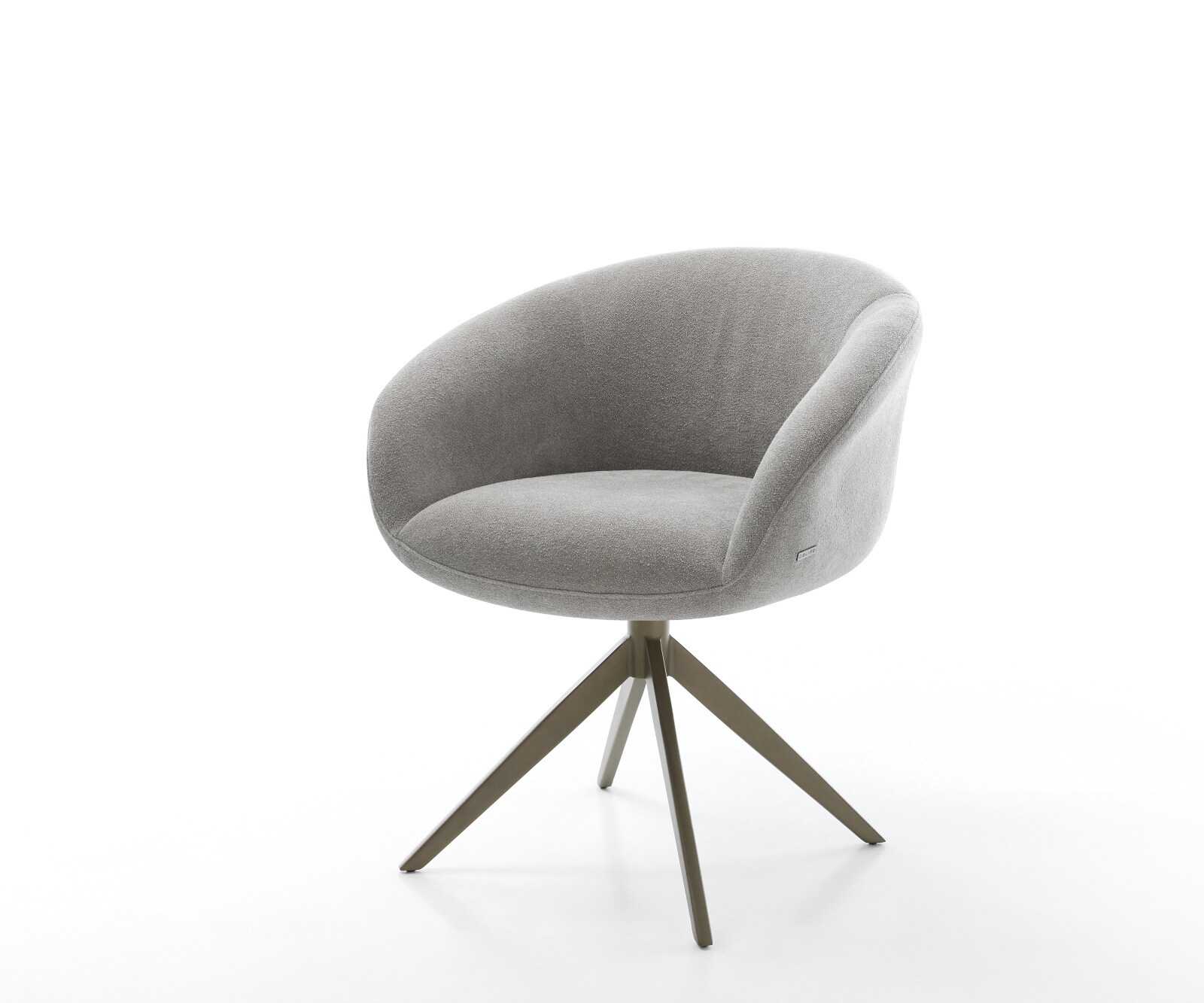 Chaise-pivotante Vinka-Flex avec accoudoirs tissu structuré doux gris pied croisé large aspect titane pivotement sur 360° fonction bascule resorts ensachés
