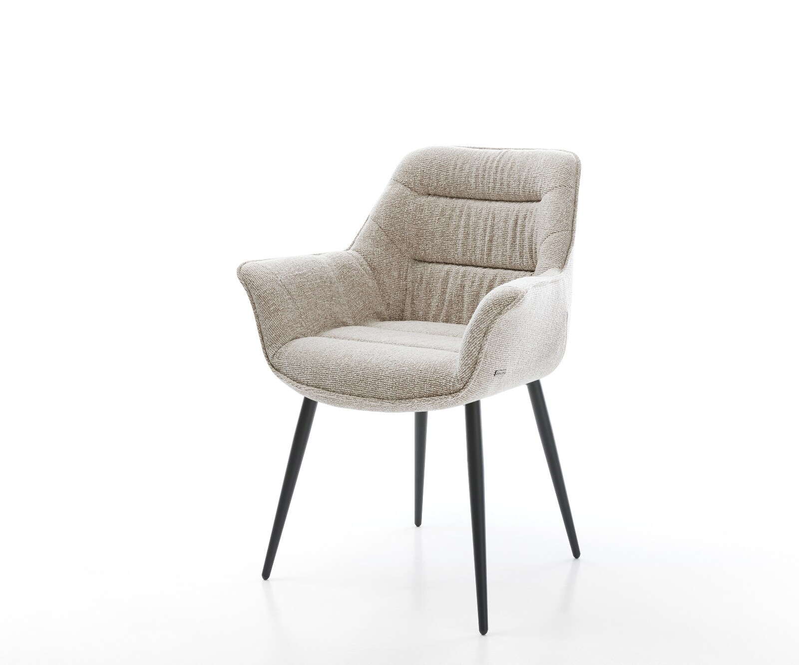 Esszimmerstuhl Kaira-Flex Webstoff Soft Beige 4-Fuß konisch Schwarz 1