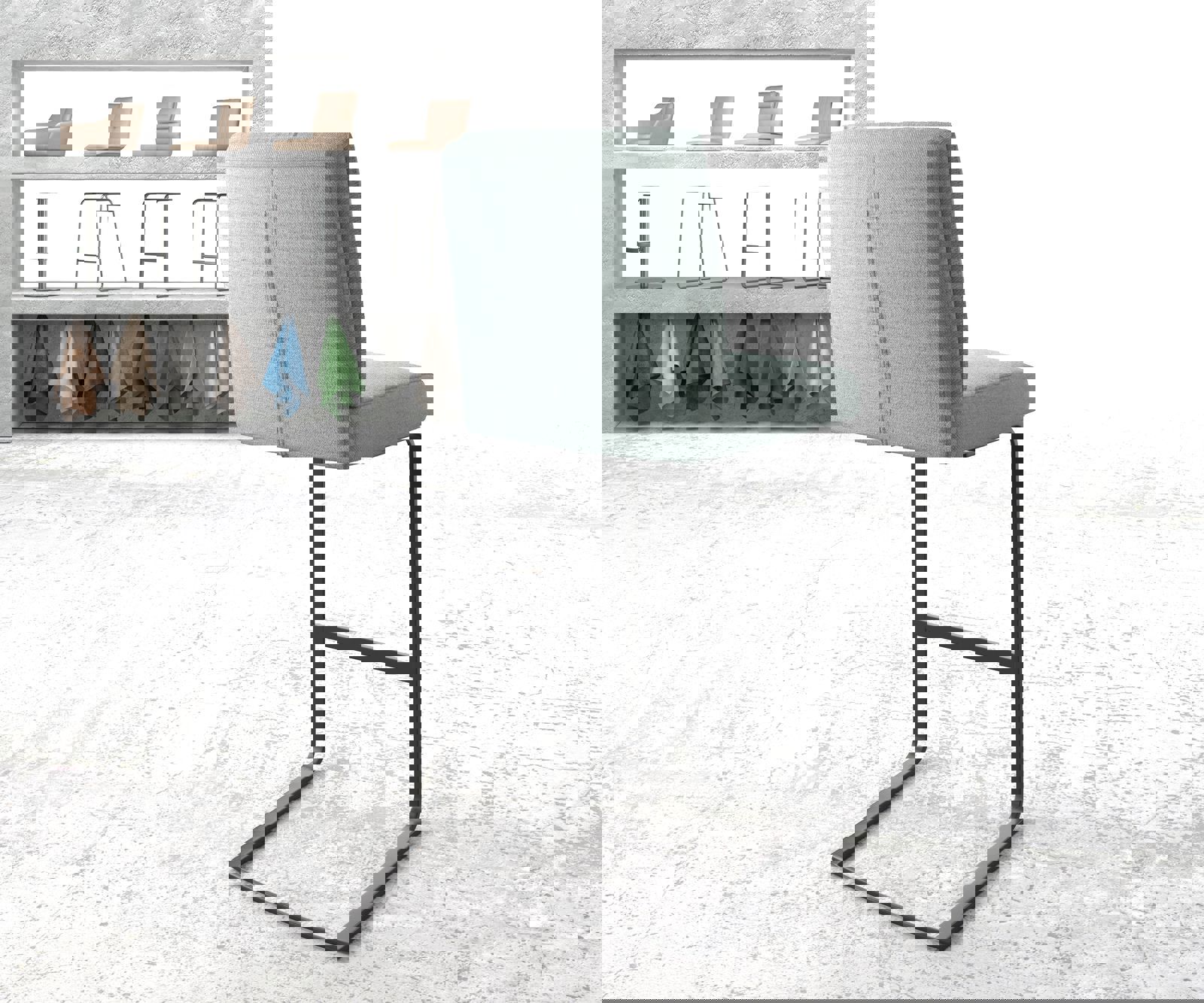 Chaise-de-bar Pela-Flex rayures menthe chaise cantilever métal plat 3