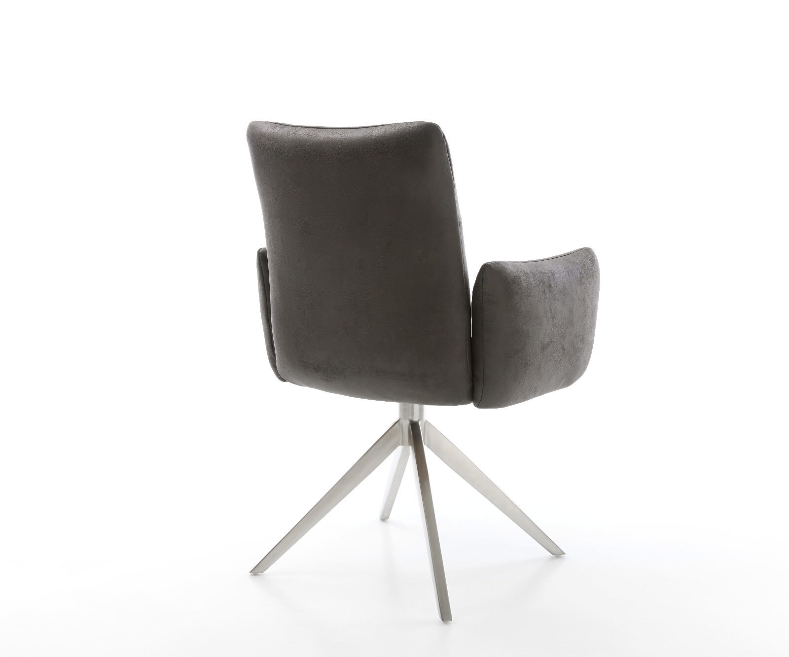 Chaise-pivotante Jova-Flex microvelours anthracite vintage pied croisé large acier inoxydable brossé pivotement sur 360° fonction bascule ressorts ensachés 5