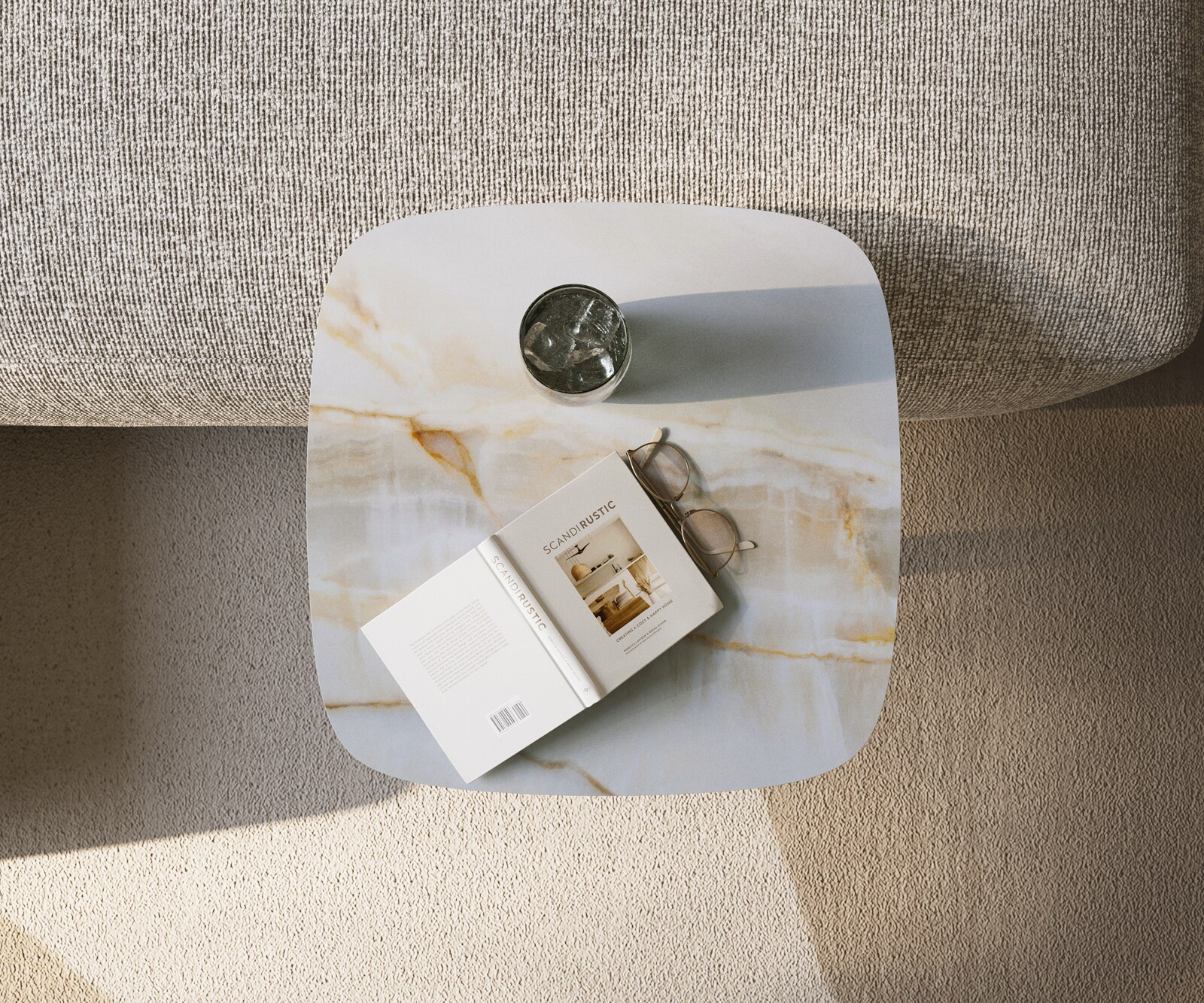 Beistelltisch Edge Boot 50x50 cm Keramik Onyx Pearl Eleny Edelstahl gebürstet 3