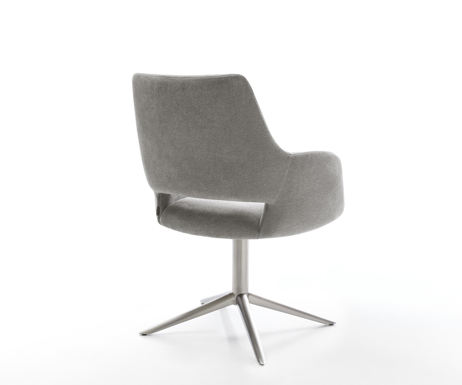 Chaise-pivotante Yago-Flex avec accoudoirs tissu structuré doux gris pied de chaise 4 branches acier inoxydable pivotement sur 360° fonction bascule resorts ensachés 5