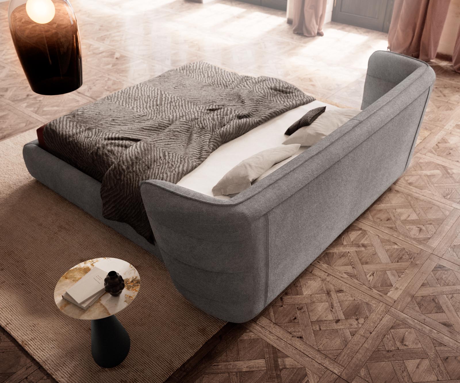 Polsterbettgestell Simea 180x200 cm Mikrofaser Grau 6