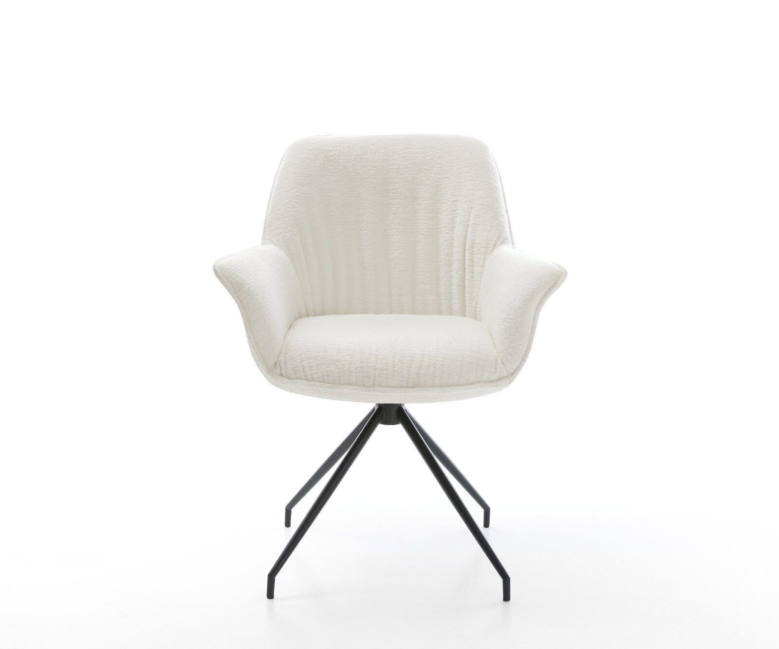 Esszimmerstuhl Keila-Flex mit Armlehnen Bouclé Soft Beige Kreuzgestell konisch Schwarz 2