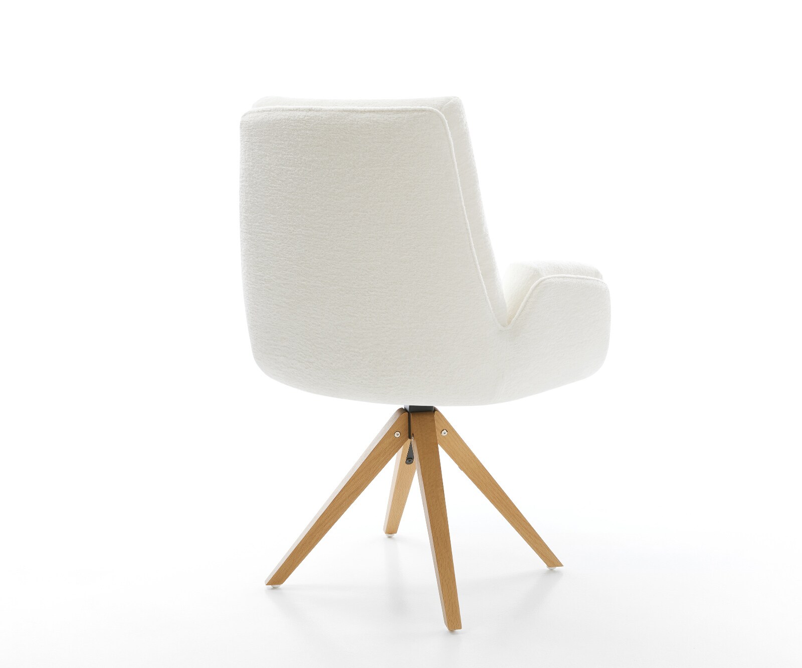 Chaise-pivotante Clea-Flex bouclé doux beige pied en bois angulaire naturel pivotement sur 180° 5