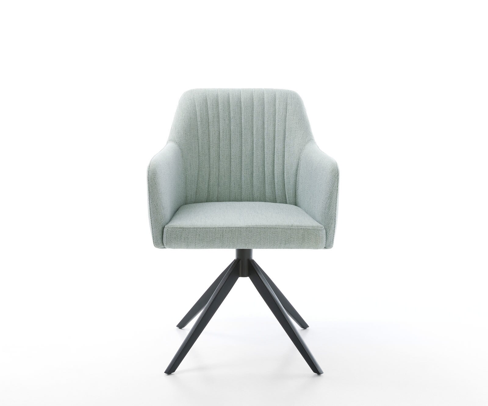 Chaise-de-salle-à-manger Greg-Flex rayures Vert menthe pied croisé large noir ressorts ensachés 2