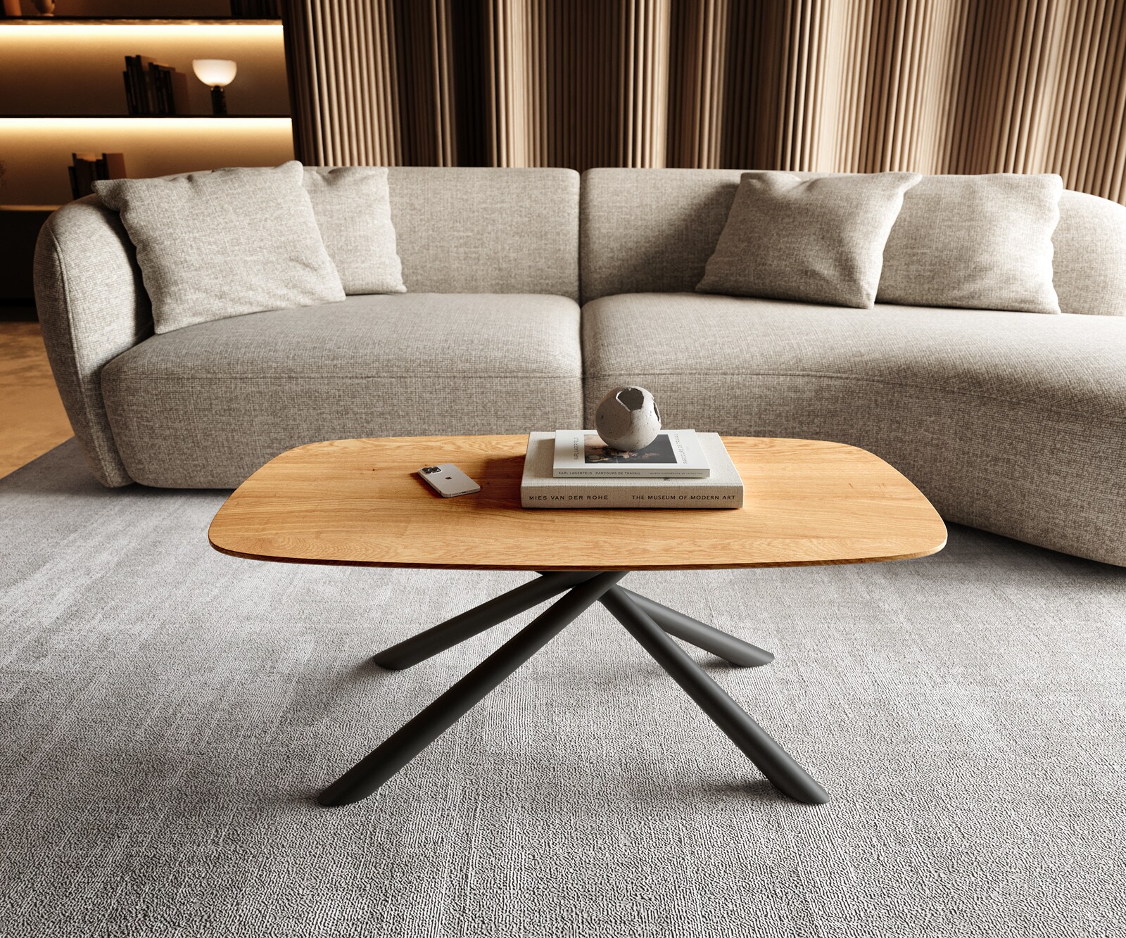 Table basse Edge Boot 100x50 cm chêne naturel bord suisse Sarity métal noir 2