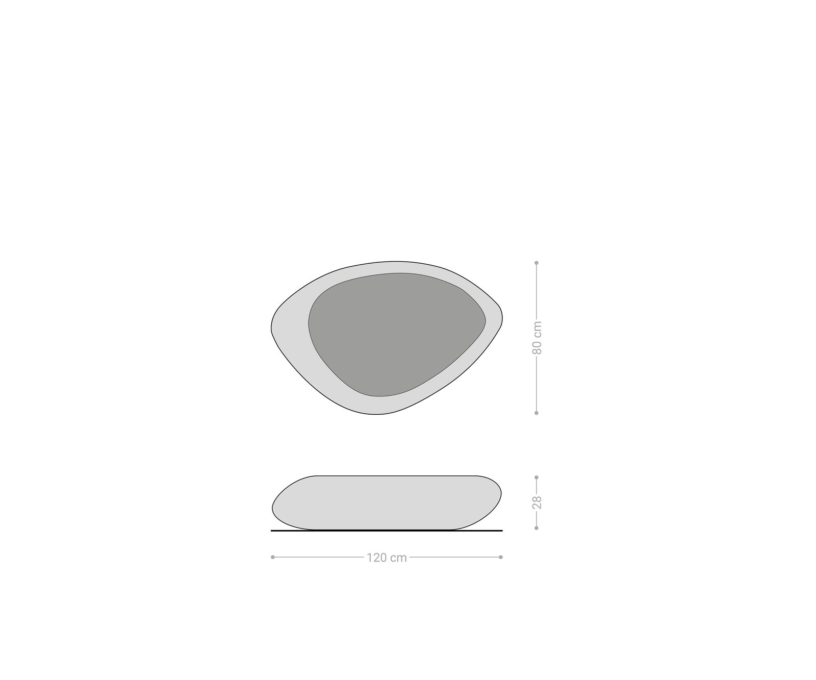 Couchtisch Sagana 120x80 cm Metallic Silber mit Reliefglas Grau 6