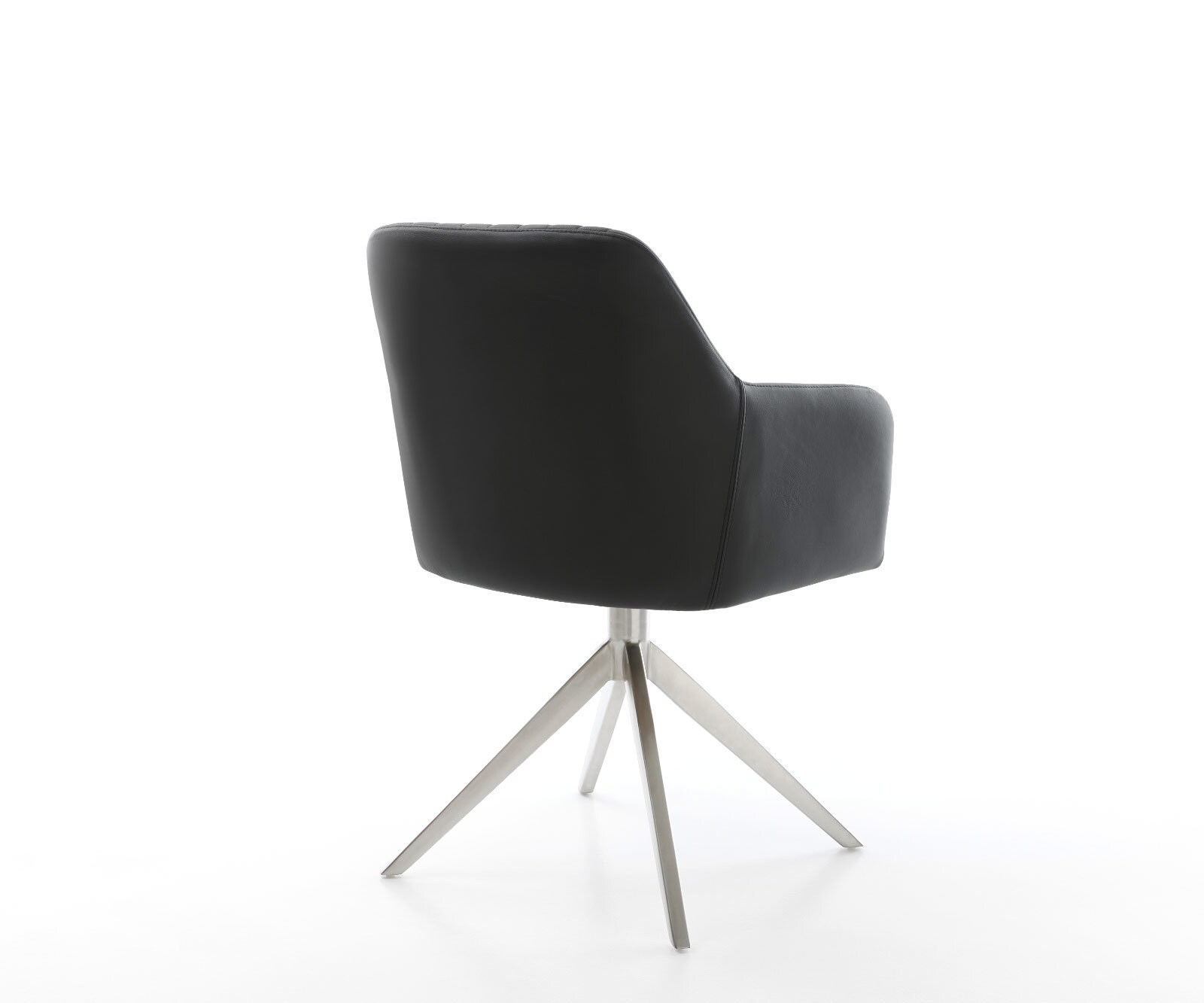Chaise-pivotante Greg-Flex cuir de vache noir pied croisé large acier inoxydable brossé pivotement sur 360° fonction bascule ressorts ensachés 4