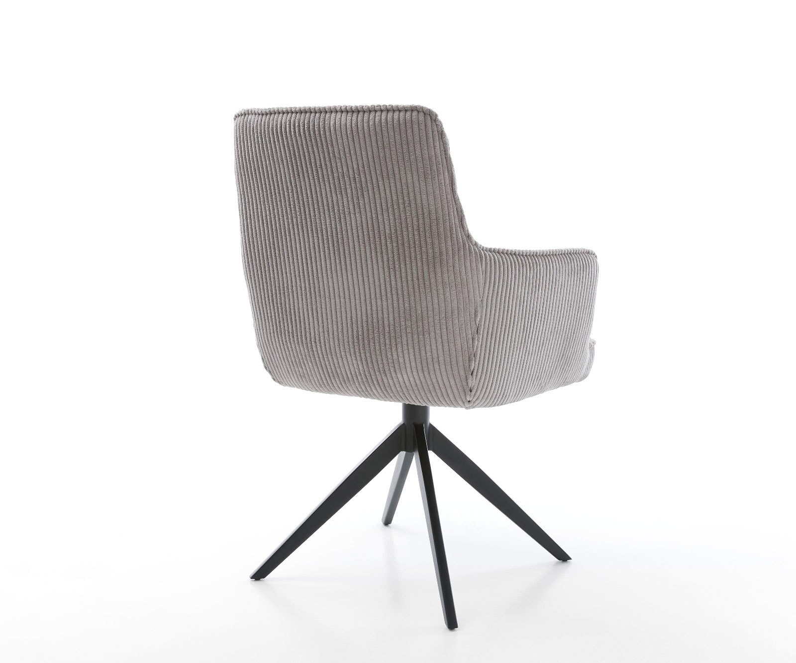 Drehstuhl Heira-Flex mit Armlehnen Cord Silbergrau Kreuzgestell breit Schwarz 360° drehbar Wippfunktion Taschenfederkern 4