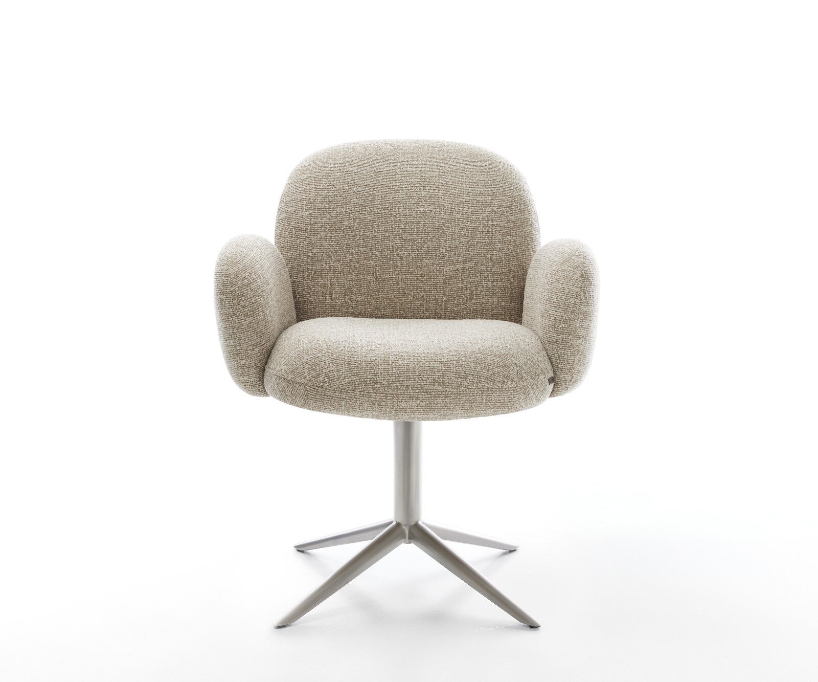 Drehstuhl Nube-Flex mit Armlehnen Webstoff Soft Beige Fußkreuz Edelstahl 360° drehbar Wippfunktion Taschenfederkern 1