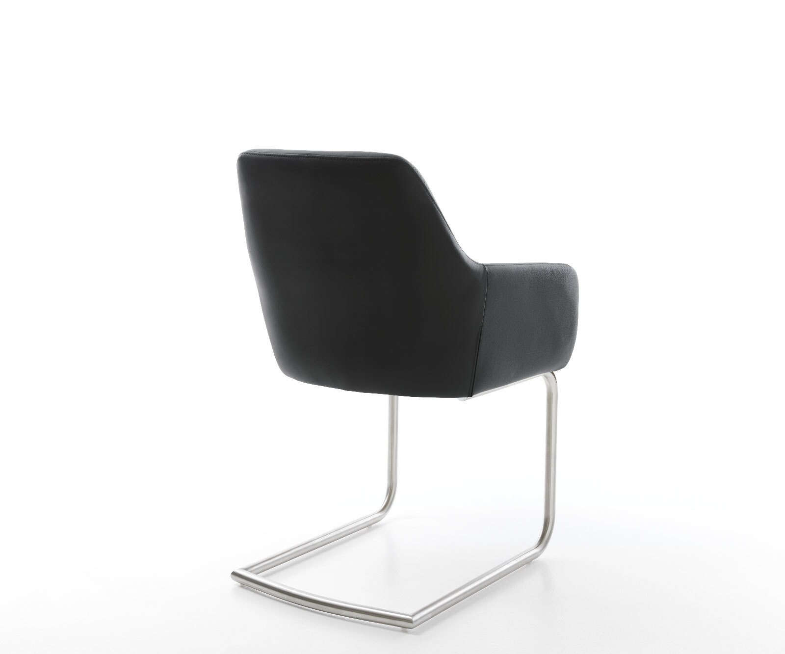 Freischwinger Pejo-Flex Echt-Leder Schwarz Freischwinger rund Edelstahl Taschenfederkern 4