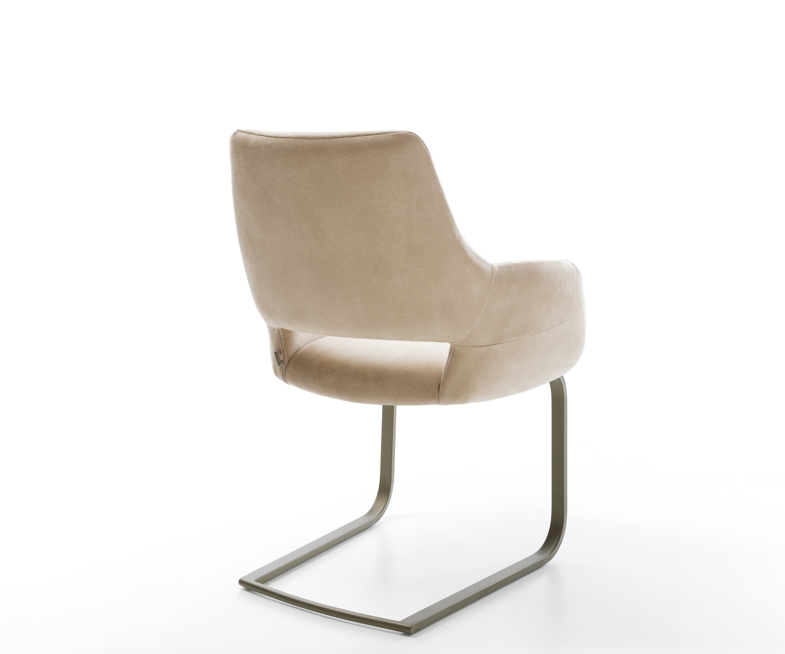 Cantilever Yago-Flex avec accoudoirs microfibre beige vintage pied cantilever plat aspect titane ressorts ensachés 4