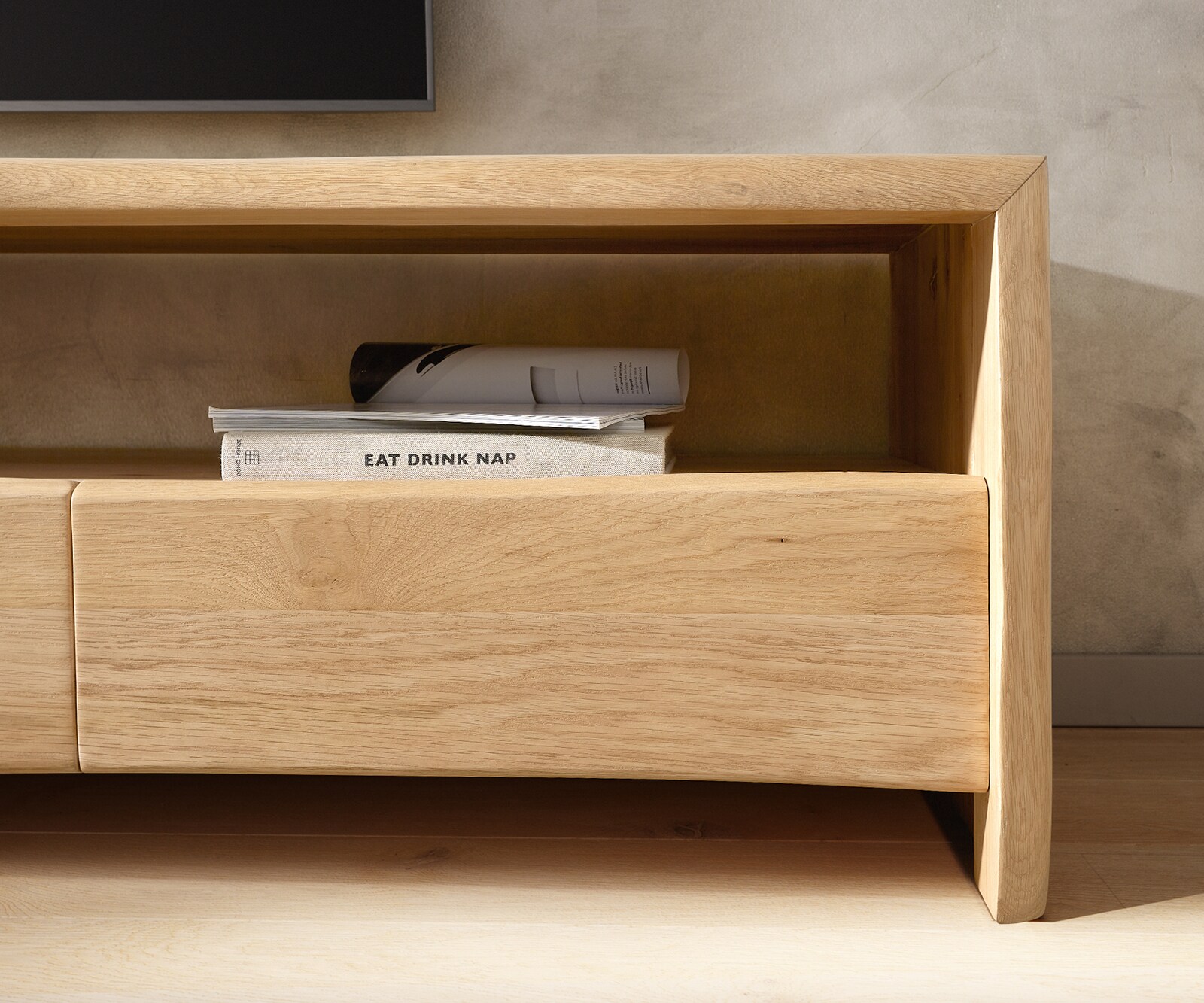 Lowboard Live-Edge 230 cm Eiche Natur 4 Schübe Massiv Baumkante 6 Lowboard Live-Edge 230 cm Eiche Natur 4 Schübe Massiv Baumkante 6