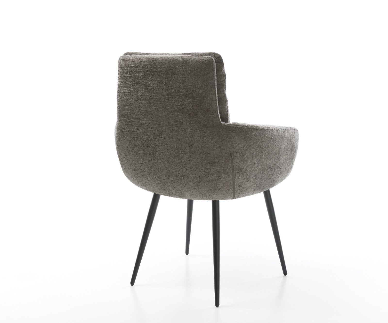 Chaise-de-salle-à-manger Abelia-Flex avec accoudoirs bouclé doux couleur boue 4 pieds coniques noir 4