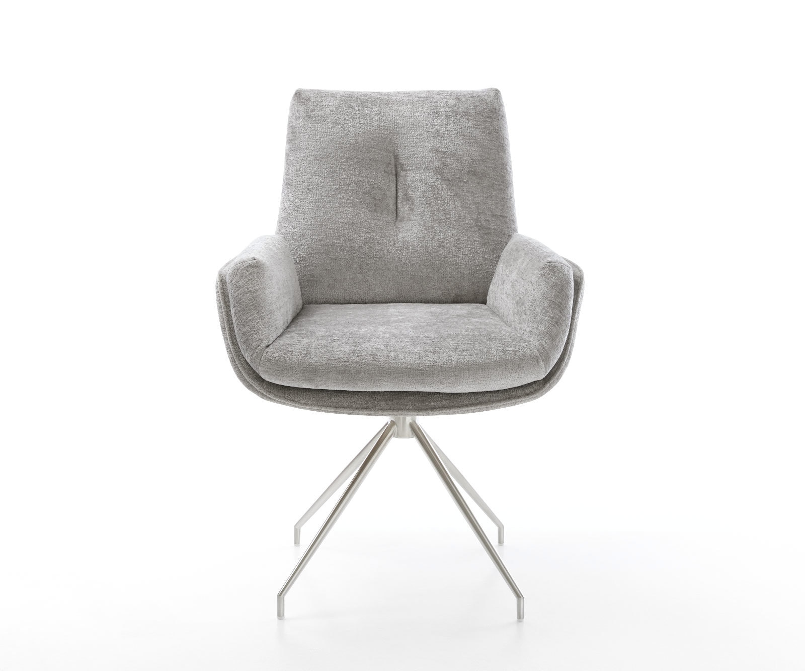 Drehstuhl Clea-Flex Chenille Silbergrau Kreuzgestell konisch Edelstahl 180° drehbar 1 Drehstuhl Clea-Flex Chenille Silbergrau Kreuzgestell konisch Edelstahl 180° drehbar 1