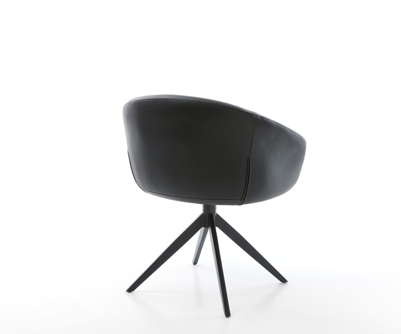 Drehstuhl Vinka-Flex mit Armlehnen Echt-Leder Schwarz Kreuzgestell breit Schwarz 360° drehbar Wippfunktion Taschenfederkern 4