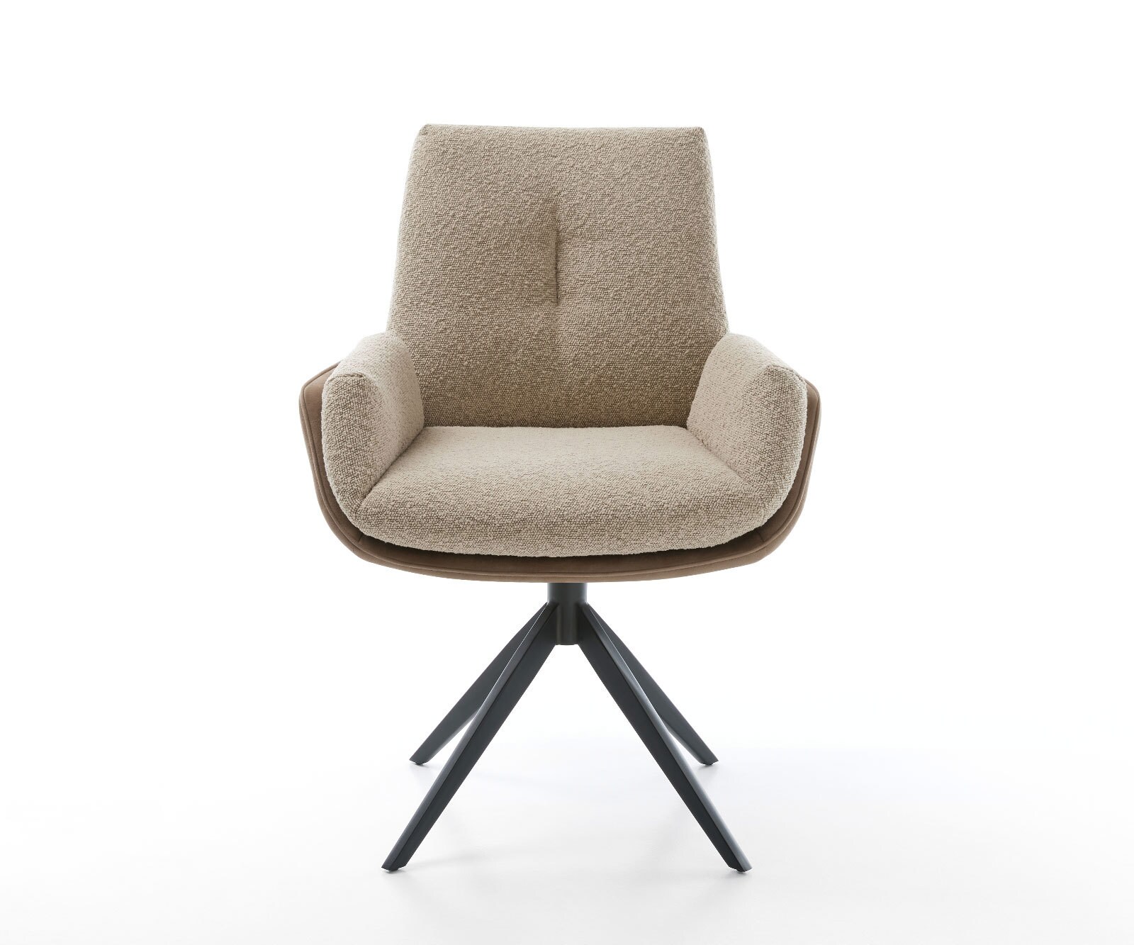 Chaise-pivotante Clea-Flex tissu mixte couleur boue pied croisé large noir pivotement sur 360° 1