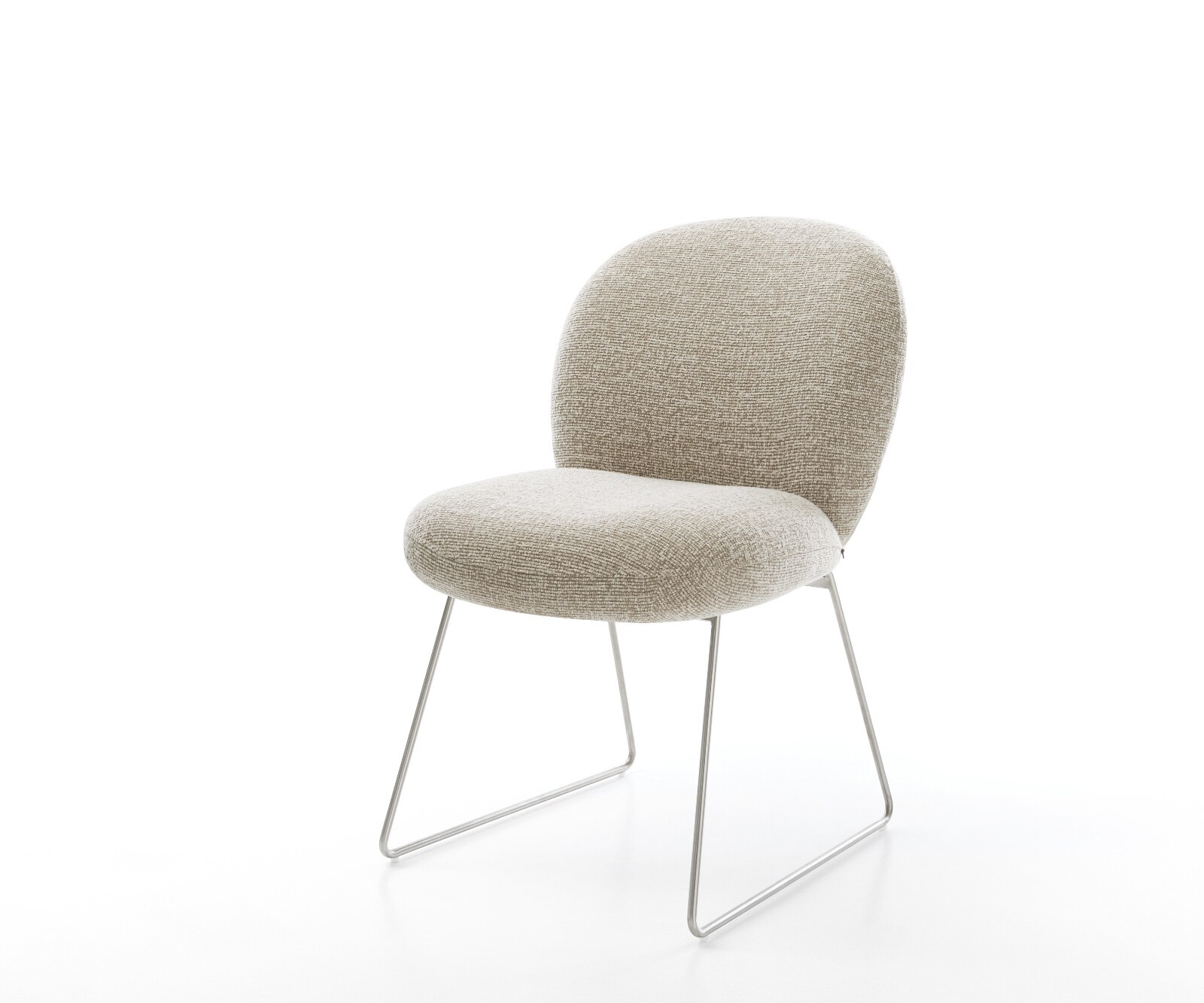 Esszimmerstuhl Nube-Flex Webstoff Soft Beige Kufengestell Edelstahl Taschenfederkern 1