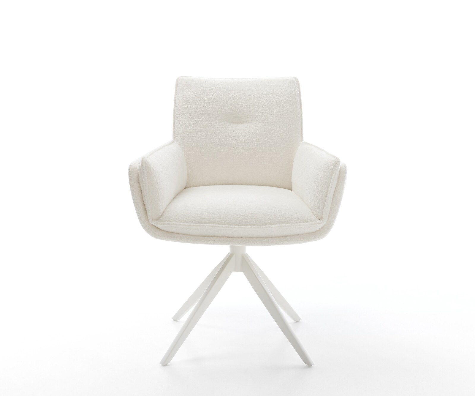 Drehstuhl Nela-Flex Bouclé Soft Beige Kreuzgestell breit Weiß 360° drehbar Wippfunktion 1